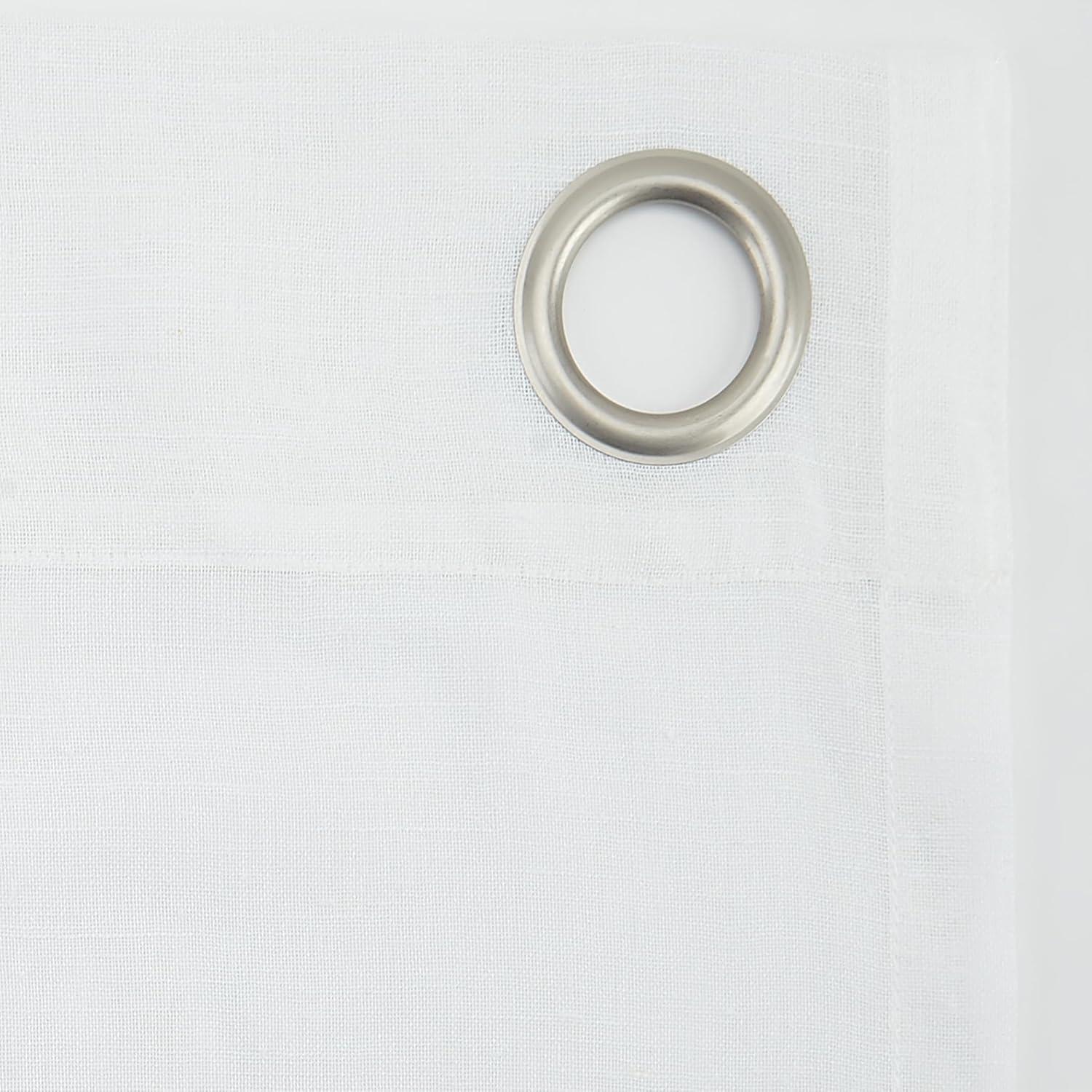 95"x52" Slub Textured Linen Blend Grommet Top Curtain White - Archaeo: Modern Light Filtering Panel