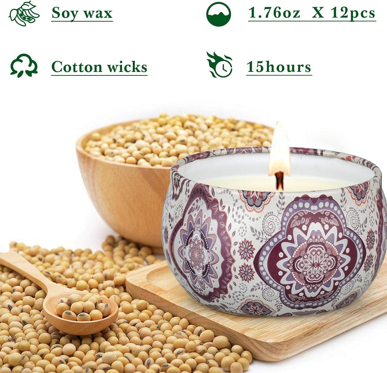 Scented Candles Gift Set, 12 Pack Aromatherapy Candles for Women, Candles for Home Scented, 300H Long Burning, Soy Wax Candle Set, Gifts for Mom Women SPA Birthday Anniversary Stocking Stuffers