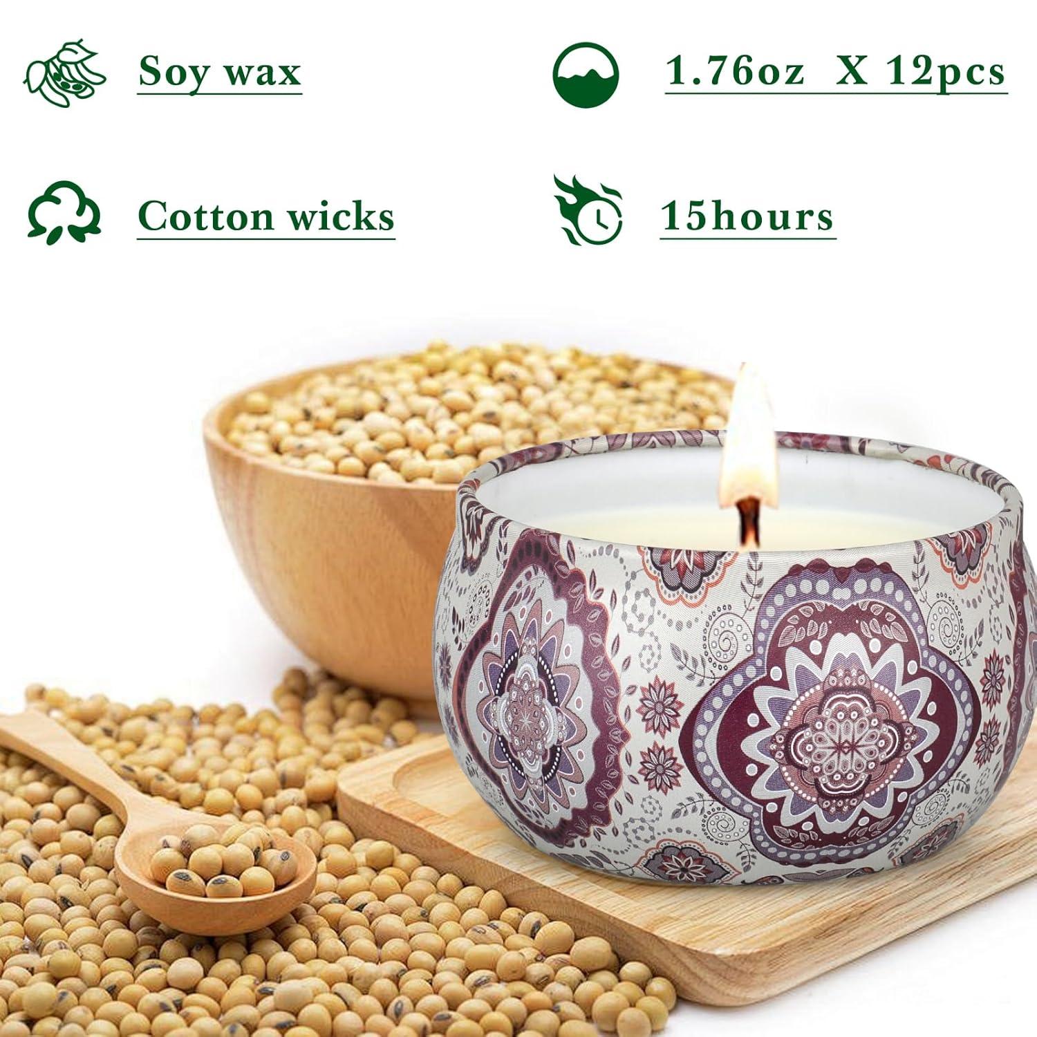 Scented Candles Gift Set, 12 Pack Aromatherapy Candles for Women, Candles for Home Scented, 300H Long Burning, Soy Wax Candle Set, Gifts for Mom Women SPA Birthday Anniversary Stocking Stuffers