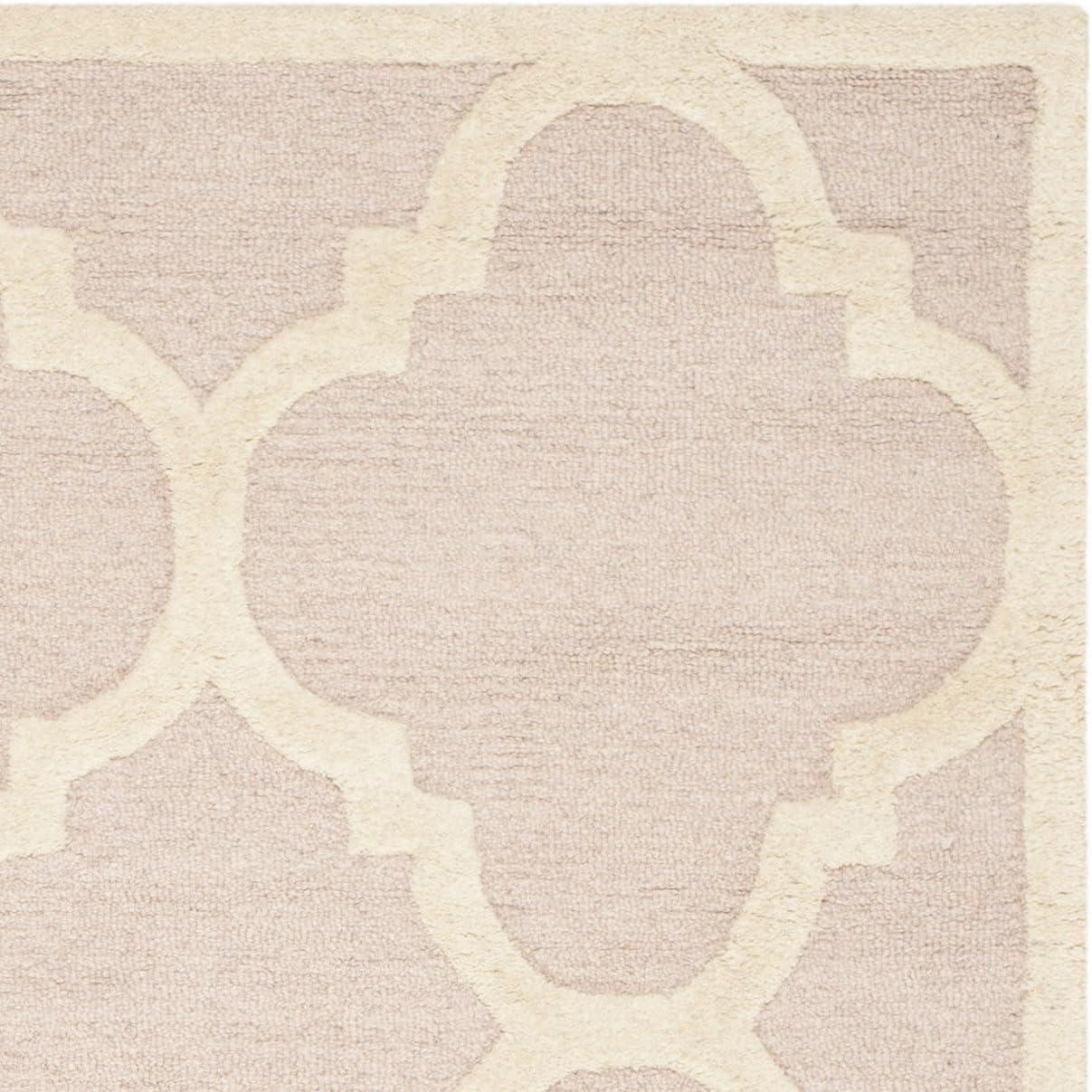 SAFAVIEH Cambridge Justine Geometric Wool Area Rug, Light Pink/Ivory, 5' x 8'