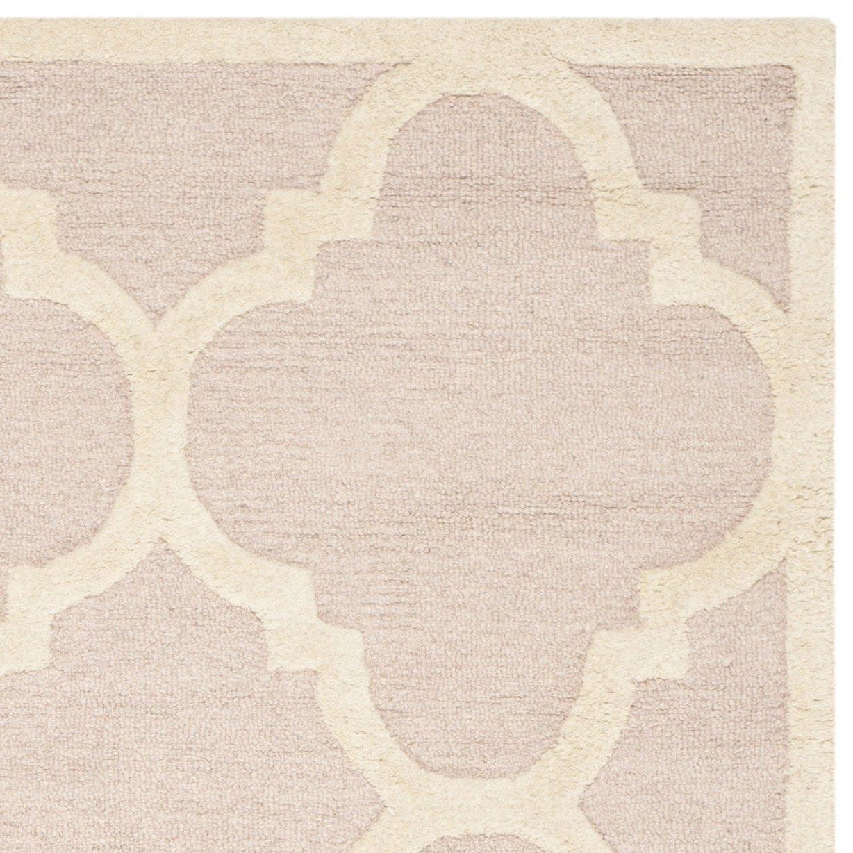 SAFAVIEH Cambridge Justine Geometric Wool Area Rug, Light Pink/Ivory, 5' x 8'