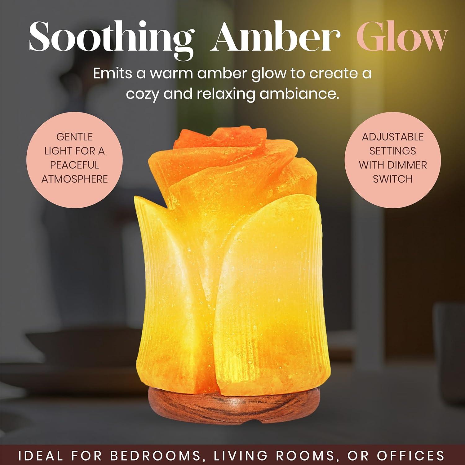 Spantik Natural Himalayan Salt Lamp Electric | Hand Carved Flower Pink Crystal Rock Salt from Himalayan Mountains | Sourced from Pakistan