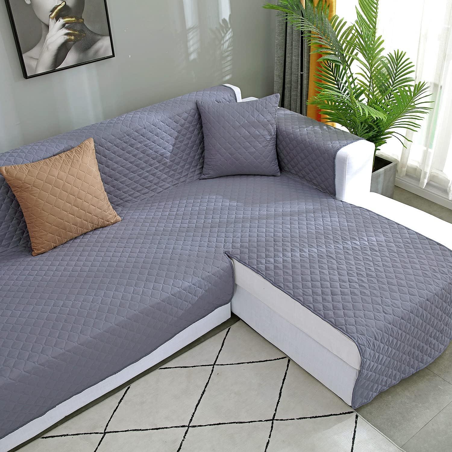 Double Side L Shape Couch Cover Sectional Sofa Covers Set Chaise Couch Cover Slip Covers for Sofas Couches Sectional Furniture Protector Cover (Large,Light Grey)