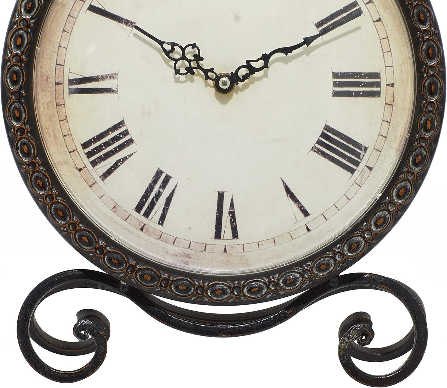 DecMode 17" Brown Metal Scroll Clock