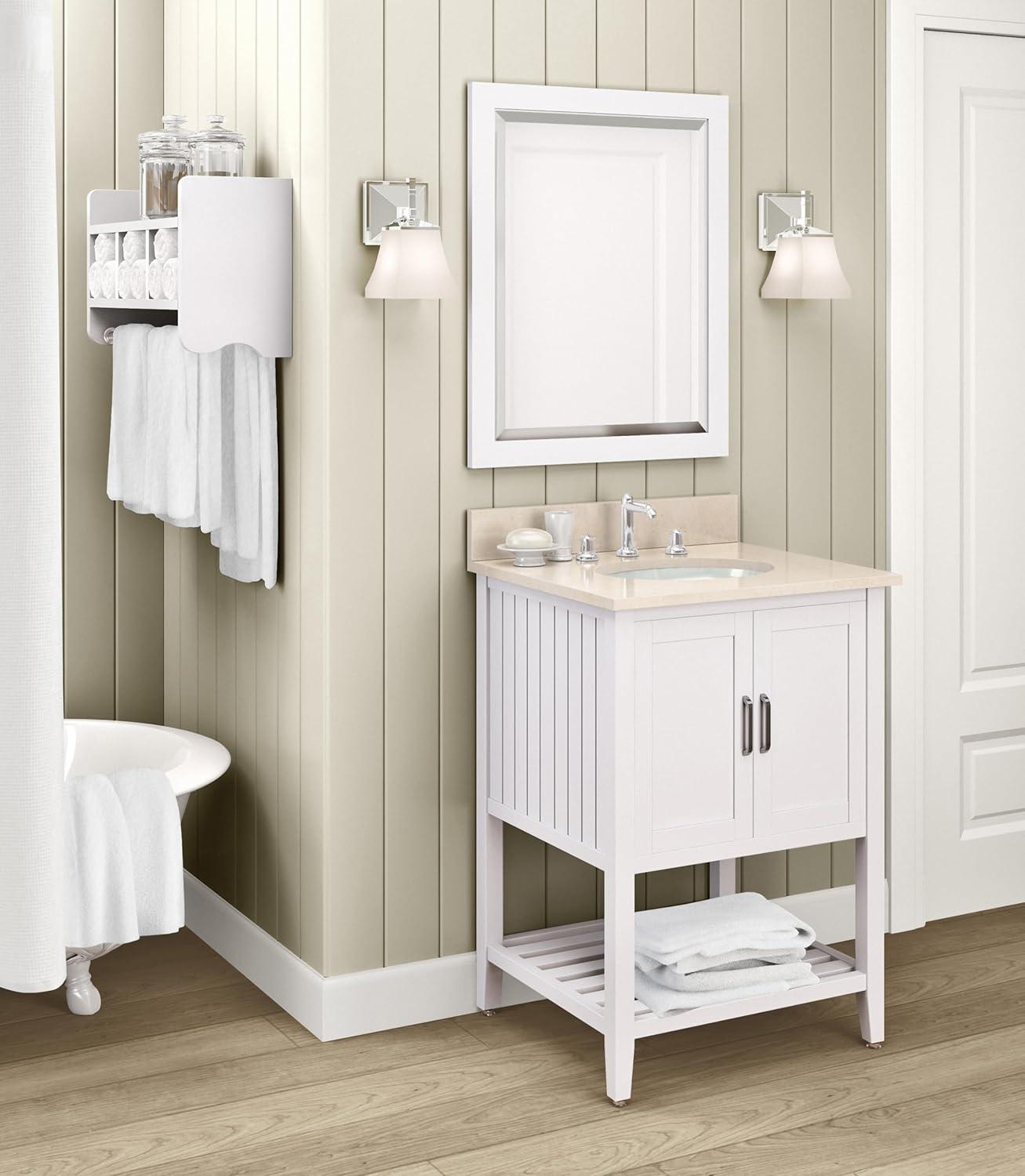 Alaterre Furniture 24" Beveled Bath Vanity Mirror, White