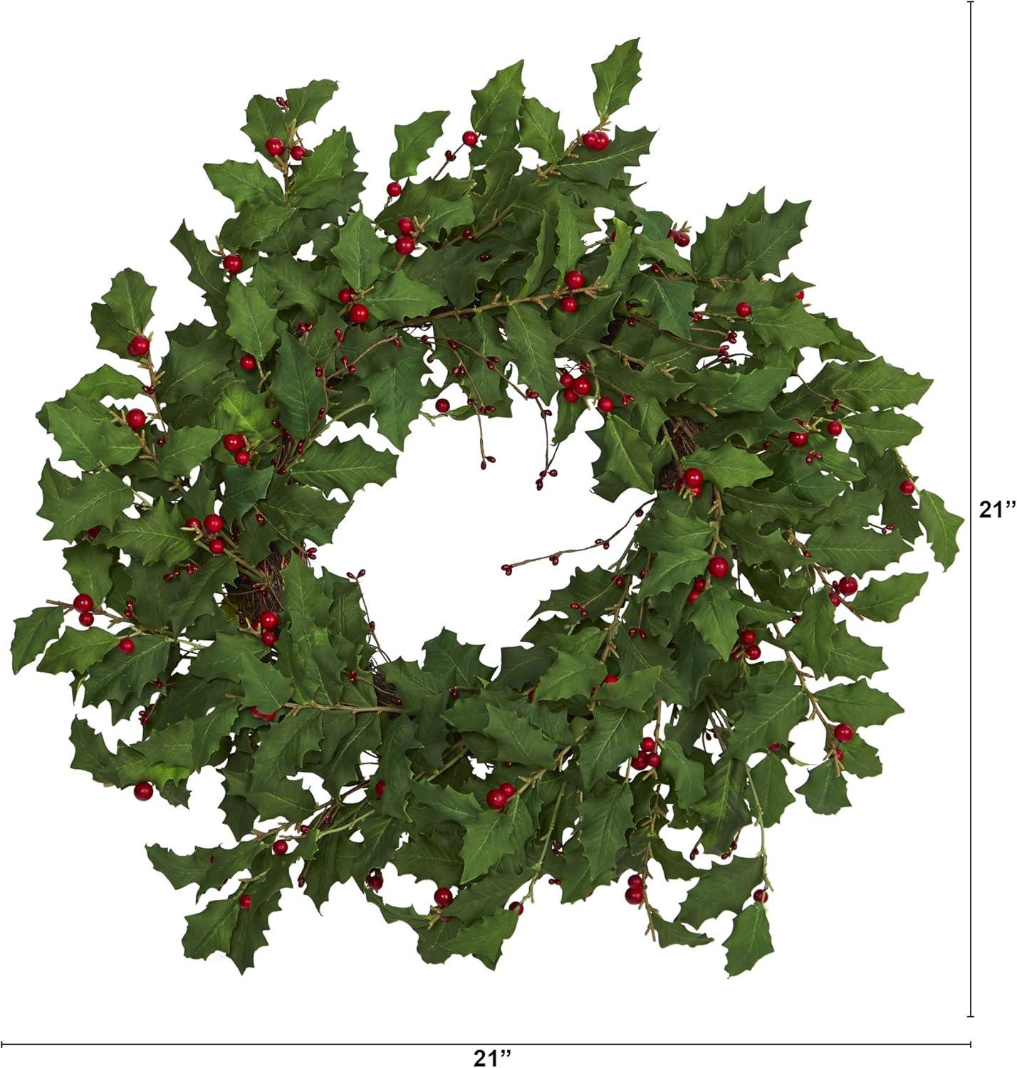 Nearly Natural 28” Holly Berry Artificial Wreath