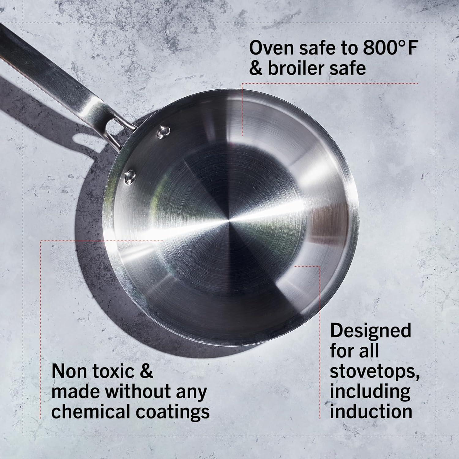 Heritage Steel Eater Series 8 Piece Core Set | Made in USA | 5 Ply Fully Clad Stainless Steel Cookware Set | Stay Cool Handle | Induction Ready & Non-Toxic