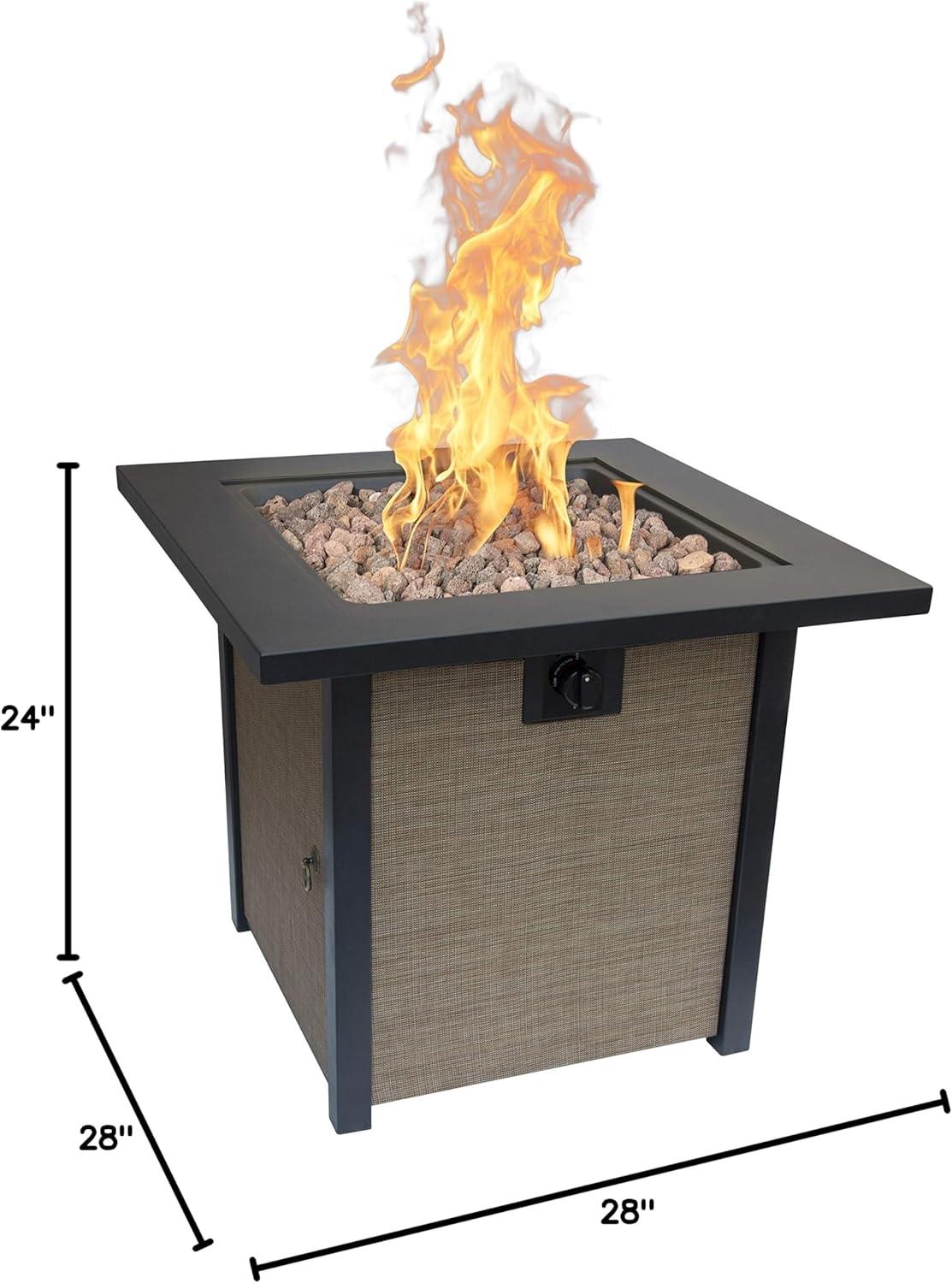 Bond MFG Woodleaf 28-in 50000-BTU Tan Portable Steel Propane Gas Fire Pit