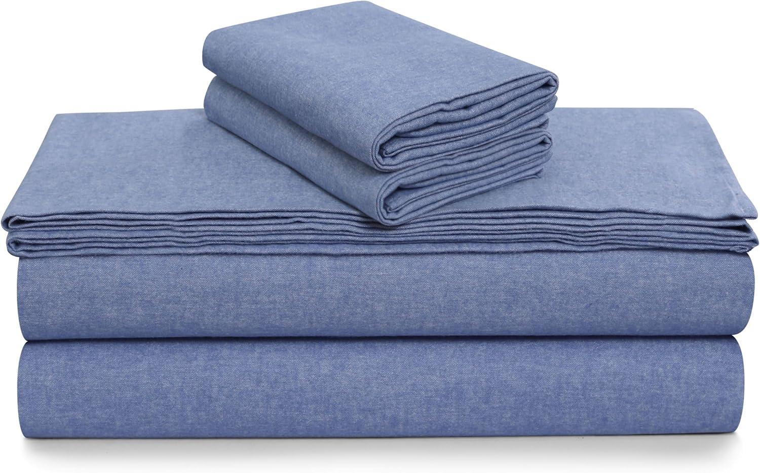 Tribeca Living Yarn Dyed Portuguese Cotton Flannel Extra Deep Pocket Sheet Set