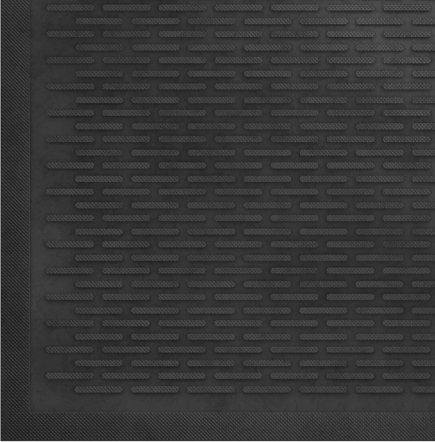 Ottomanson Easy clean, Waterproof Non-Slip Indoor/Outdoor Rubber Doormat, Black