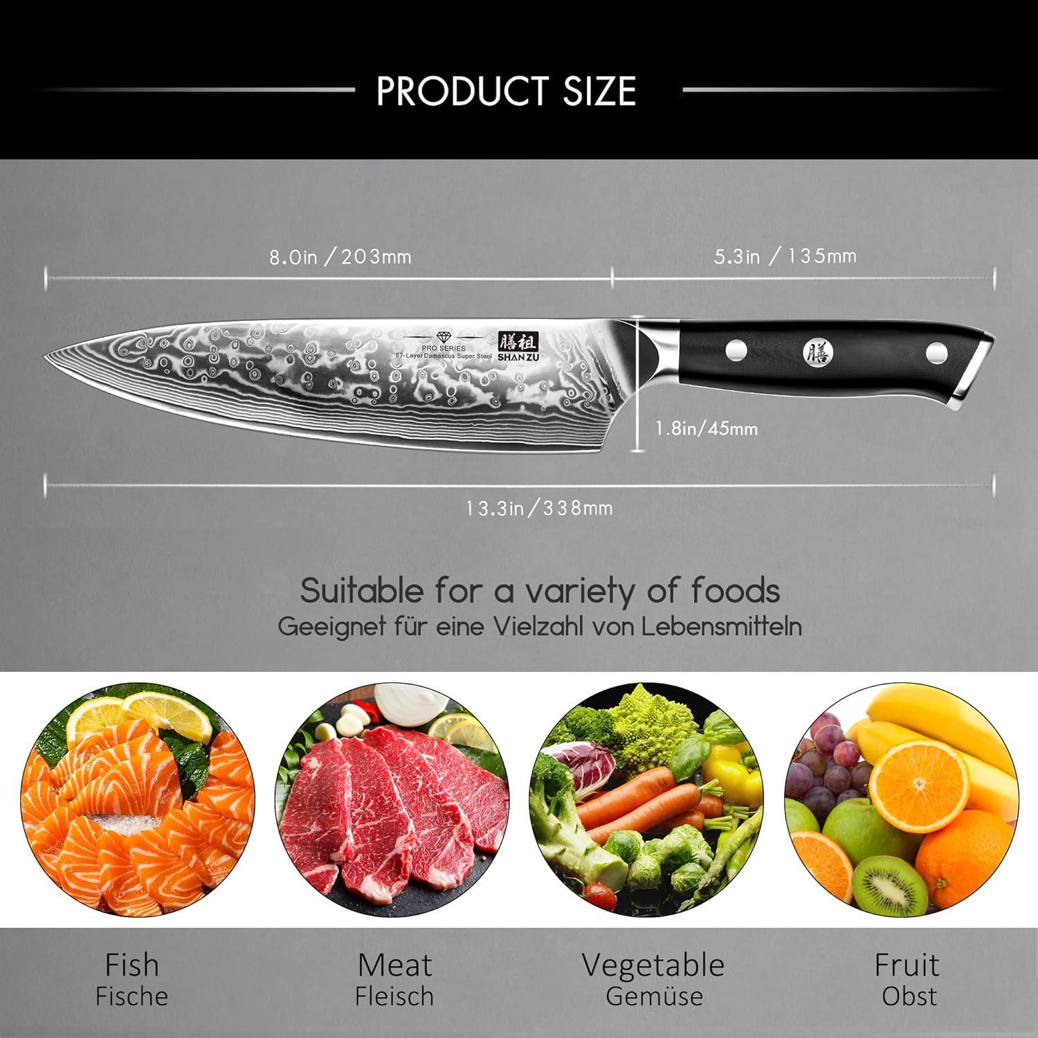 Chefs Knife 8" | Pro Series | SHAN ZU