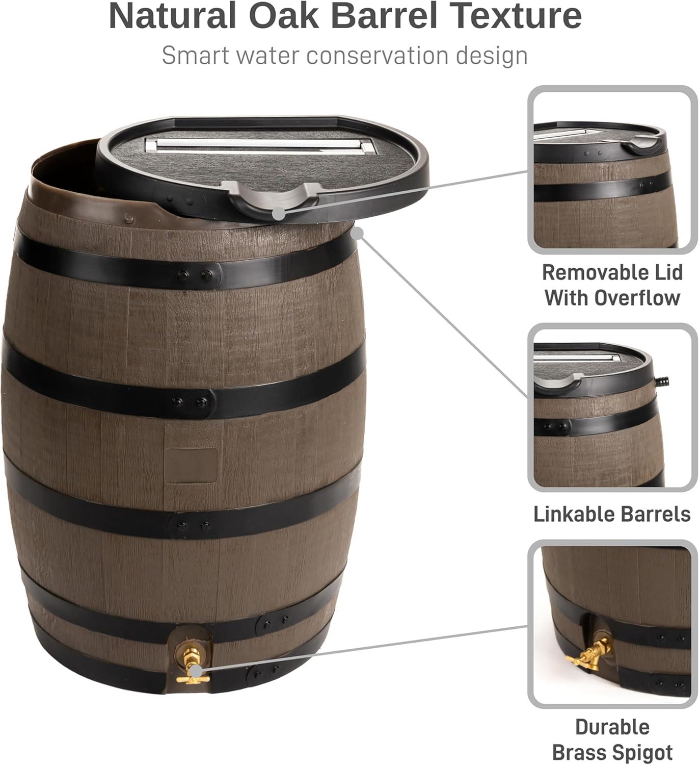 RTS Companies 55 Gallon Premium Eco Flat Back Rain Barrel with Removable Lid