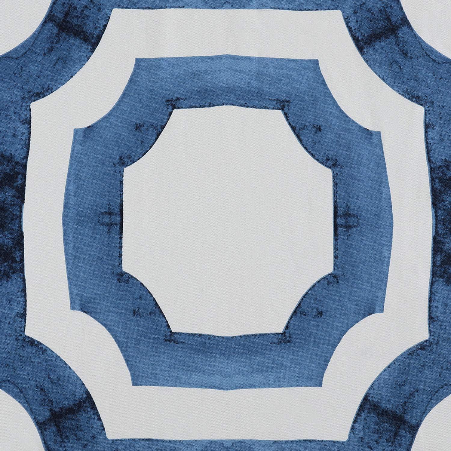 Mecca Blue Printed Cotton Curtain (1 Panel), Mecca Blue, 50W X 120L