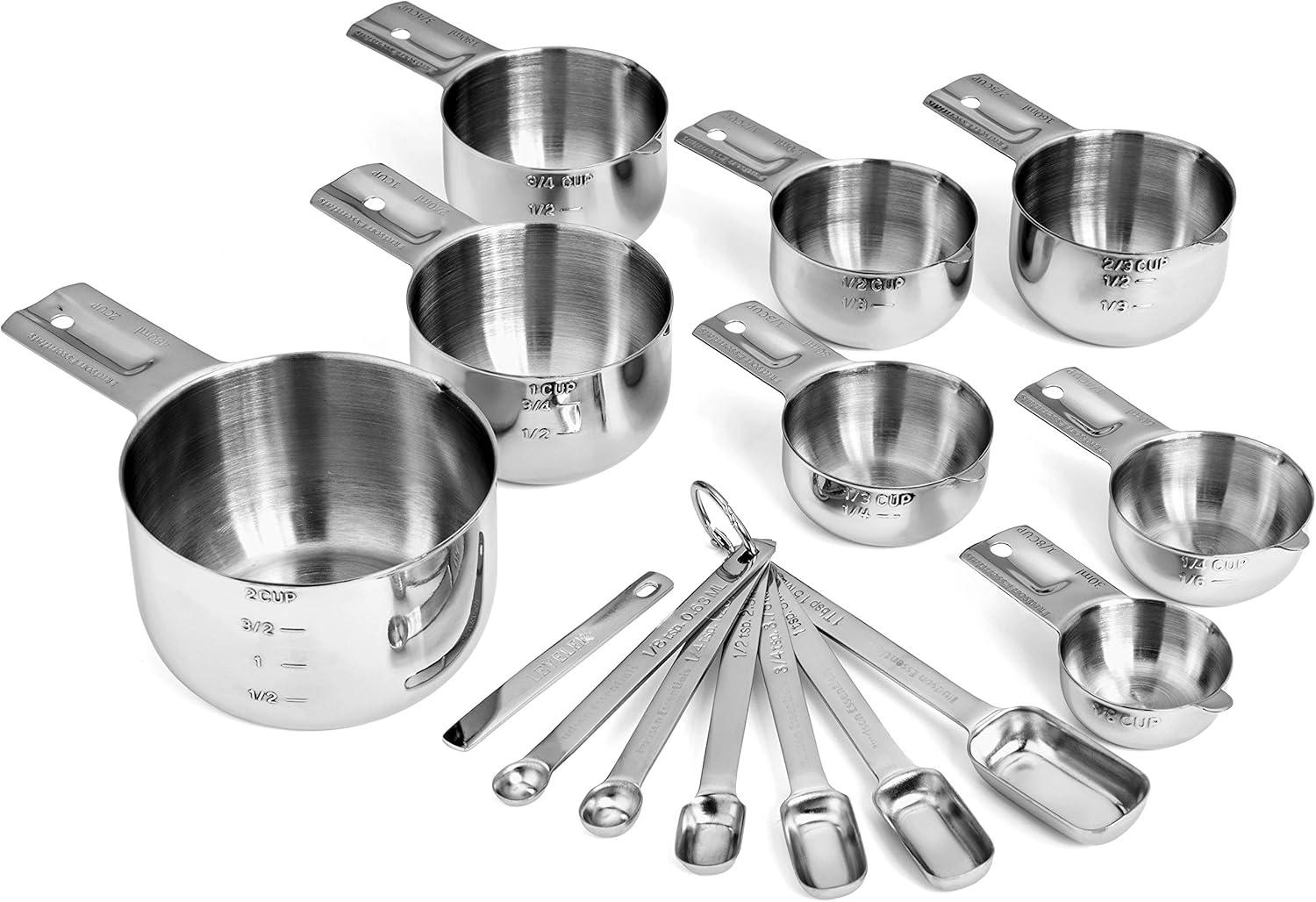 Hudson Essentials 15-Piece Stainless Steel Measuring Cups and Spoons Set