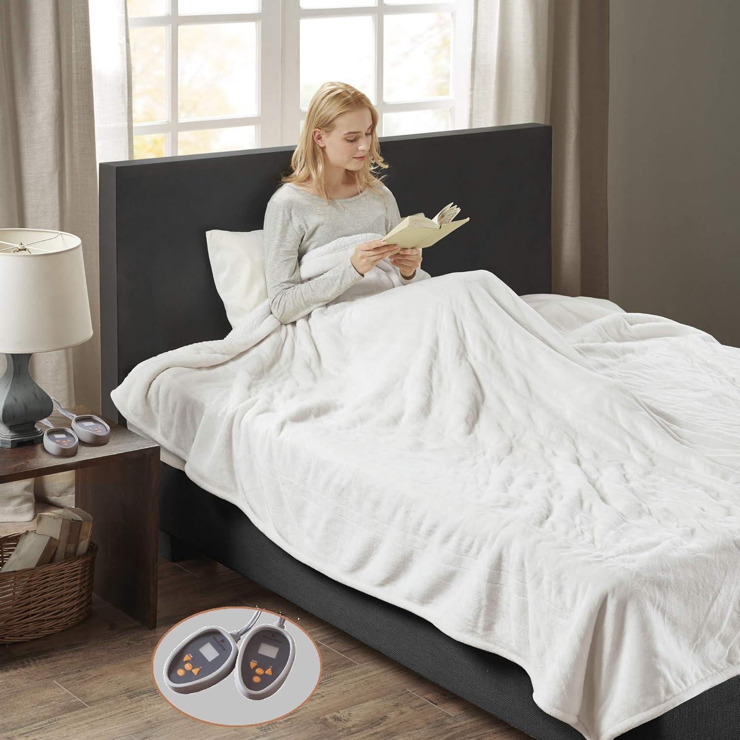 Woolrich Woolrich Heated Plush to Berber Sapphire Blue Blanket Queen