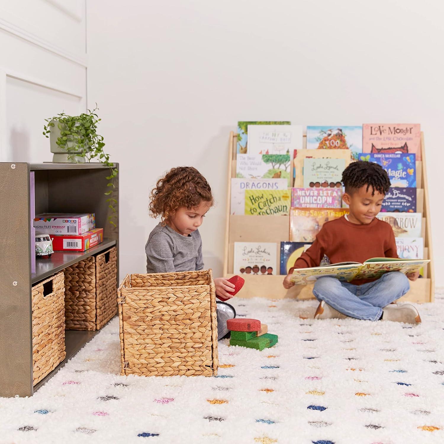 Natural Birch Single-Sided Kids Book Display Shelf