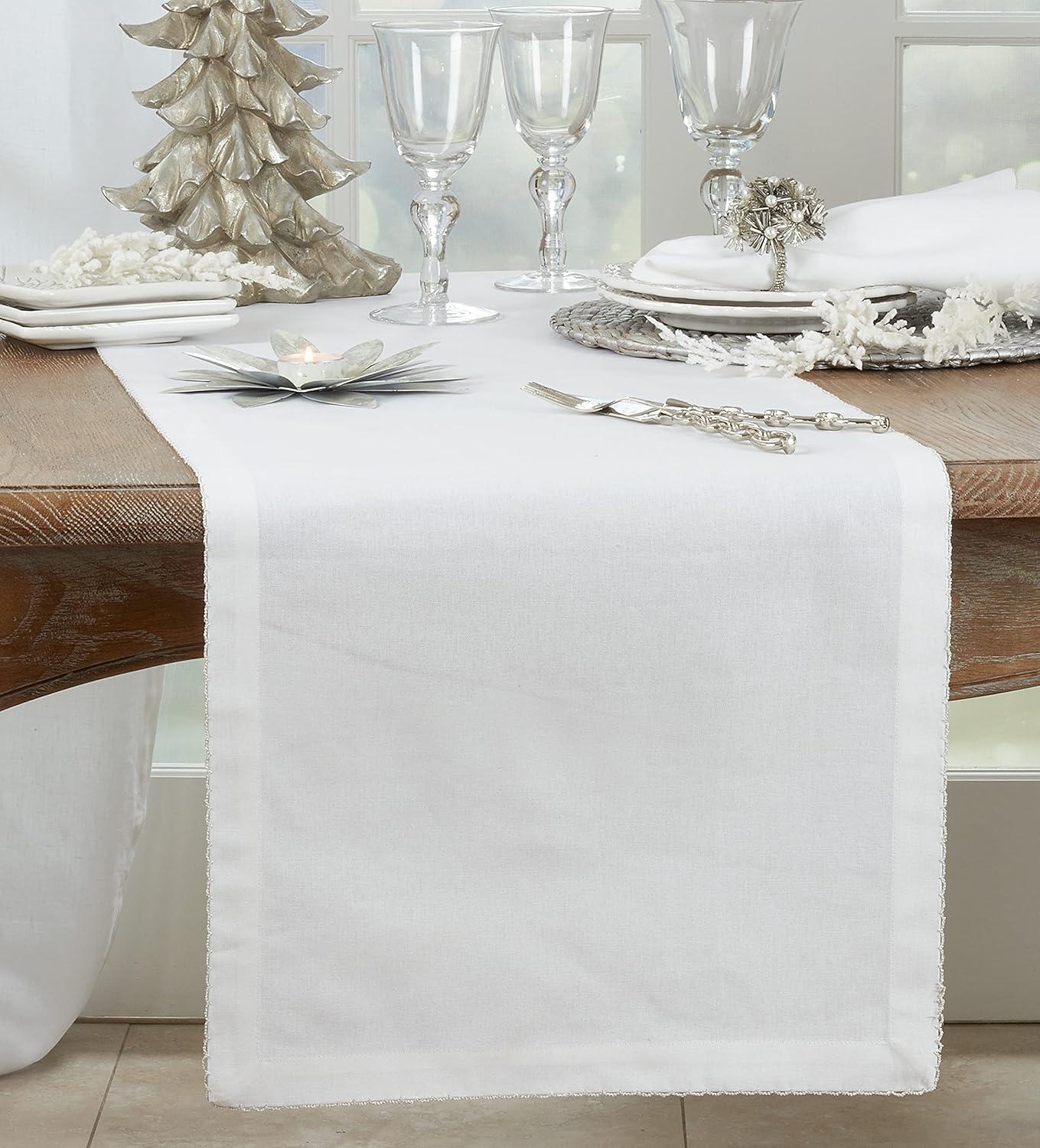 Saro Recotting Solid Color 100% Cotton Table Runner