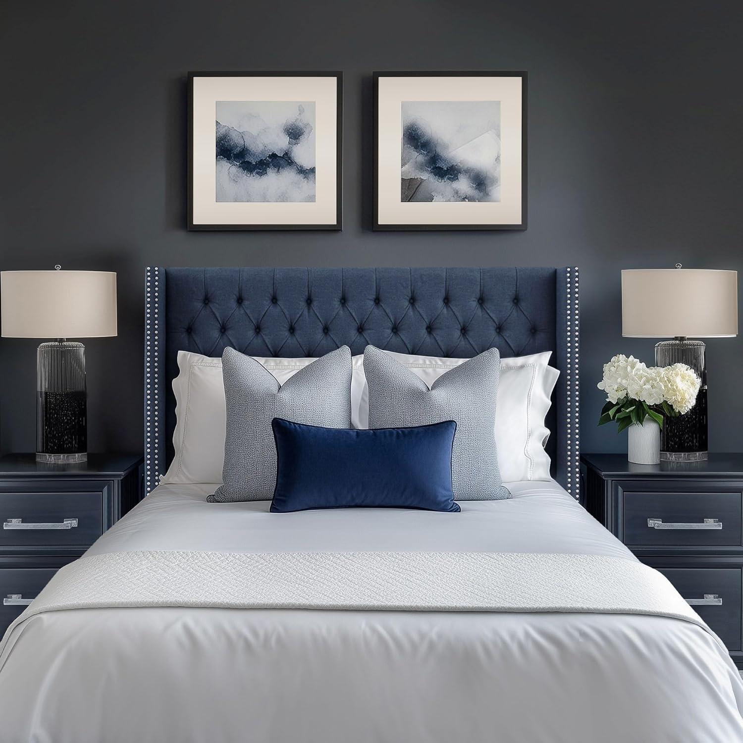 Madison Park Transitional Amelia Amelia Queen Headboard with Navy MP116-1142