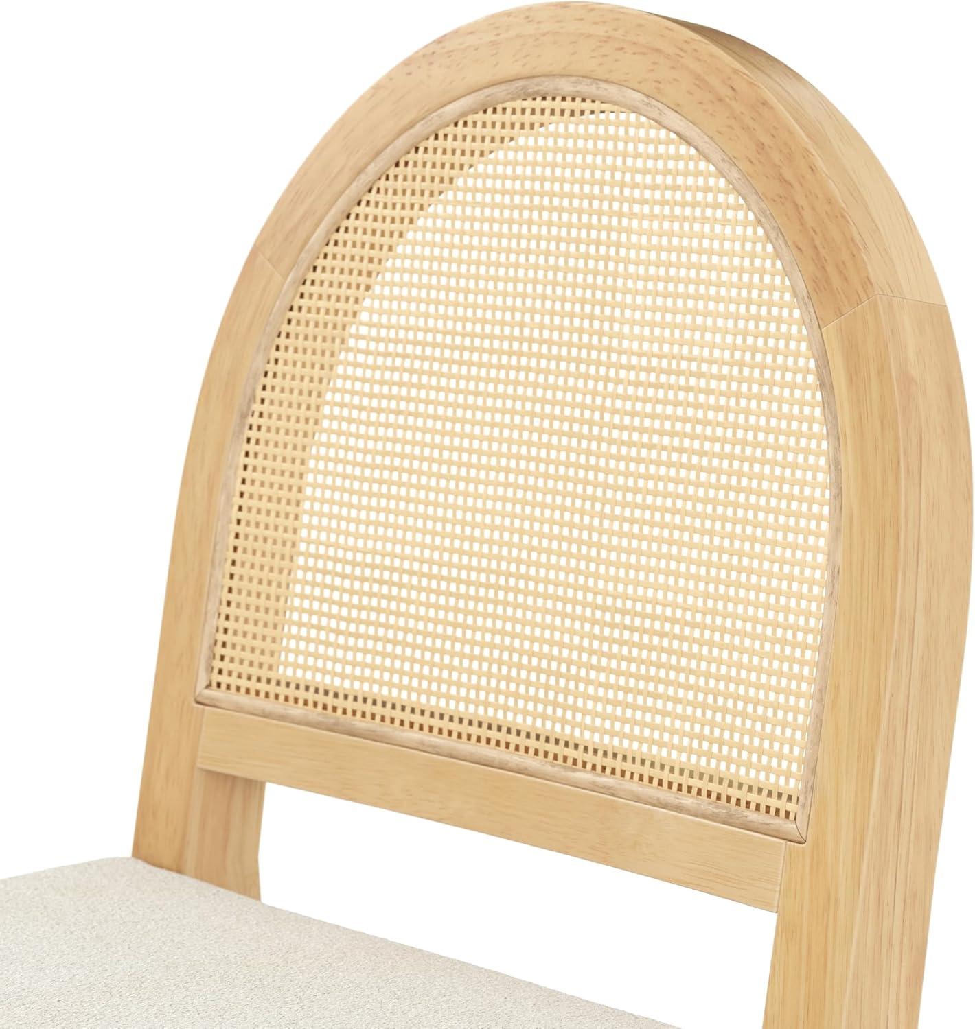 Bailey Warm Pine Rattan and Boucle Bar Stool