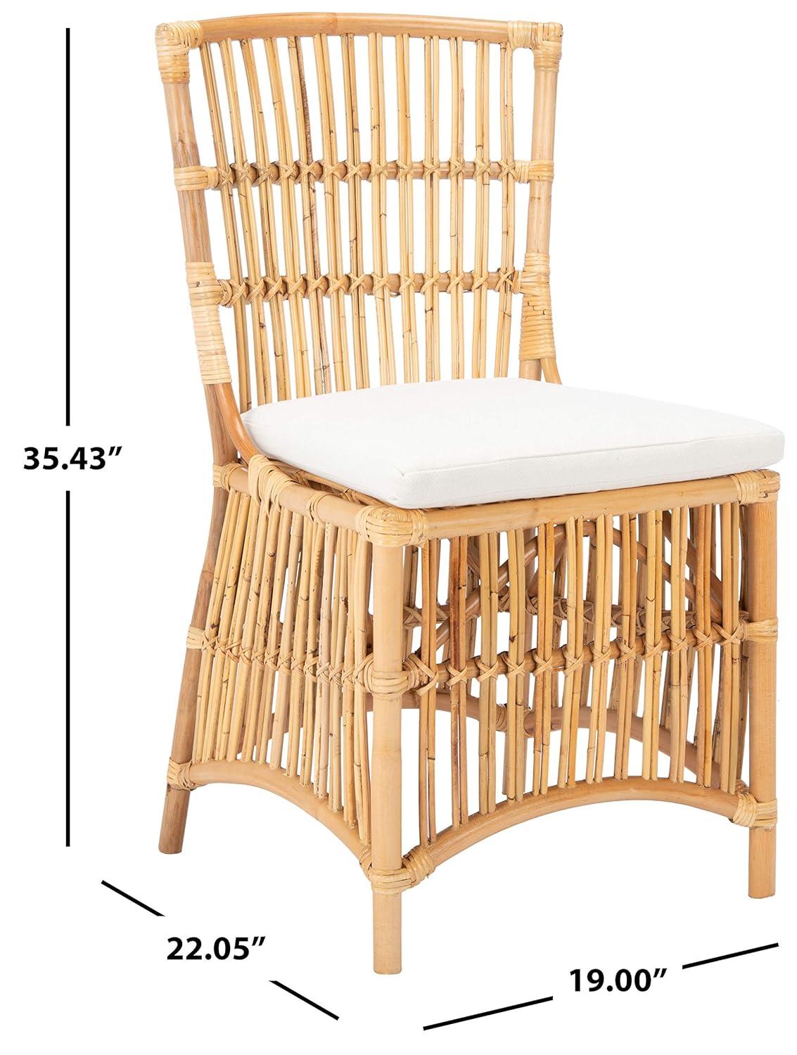 Erika Rattan Accent Chair W/ Cushion - ACH6511 - Set of 2 - White/Natural - Safavieh