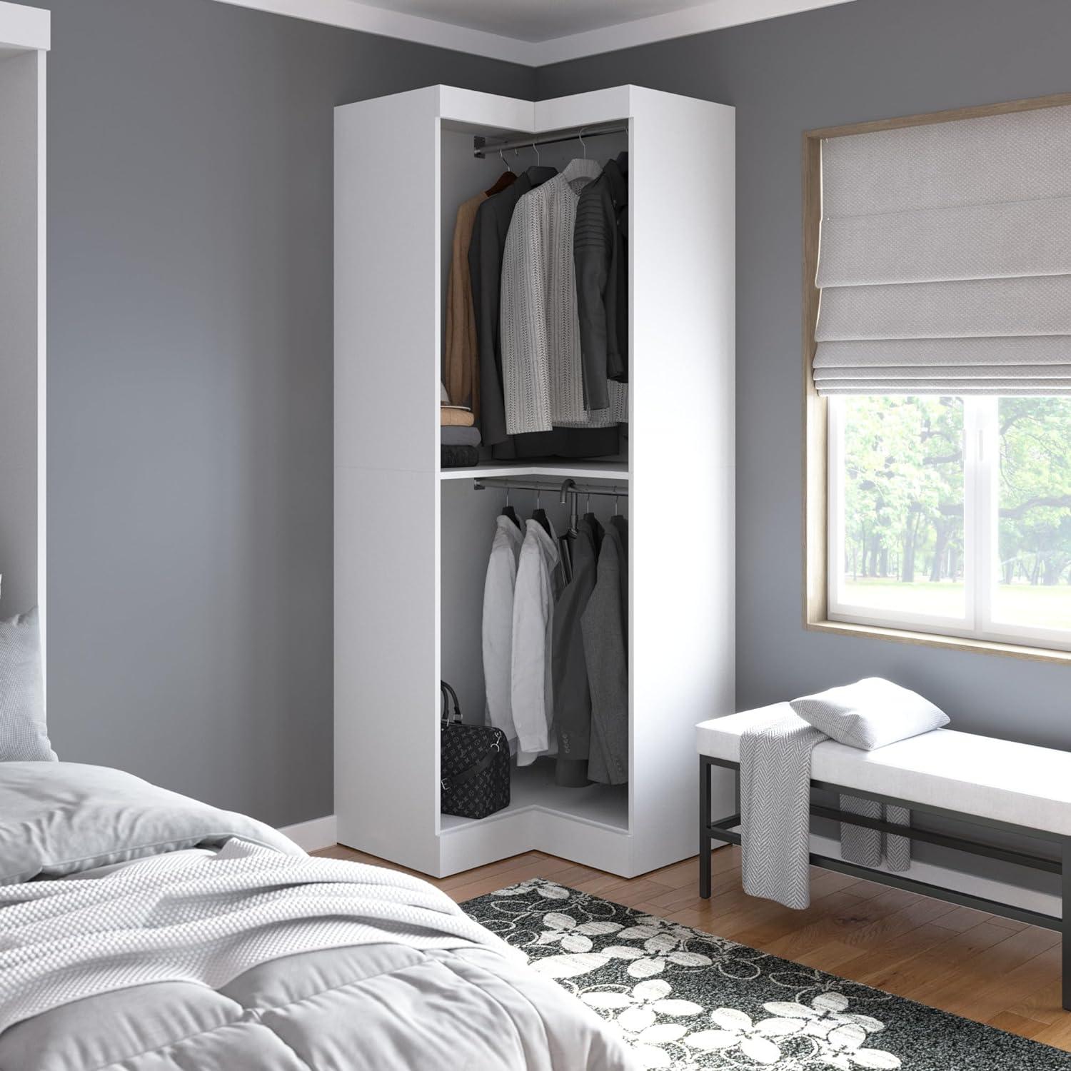 Bestar Pur 32" Corner Closet Wood Storage Unit in White