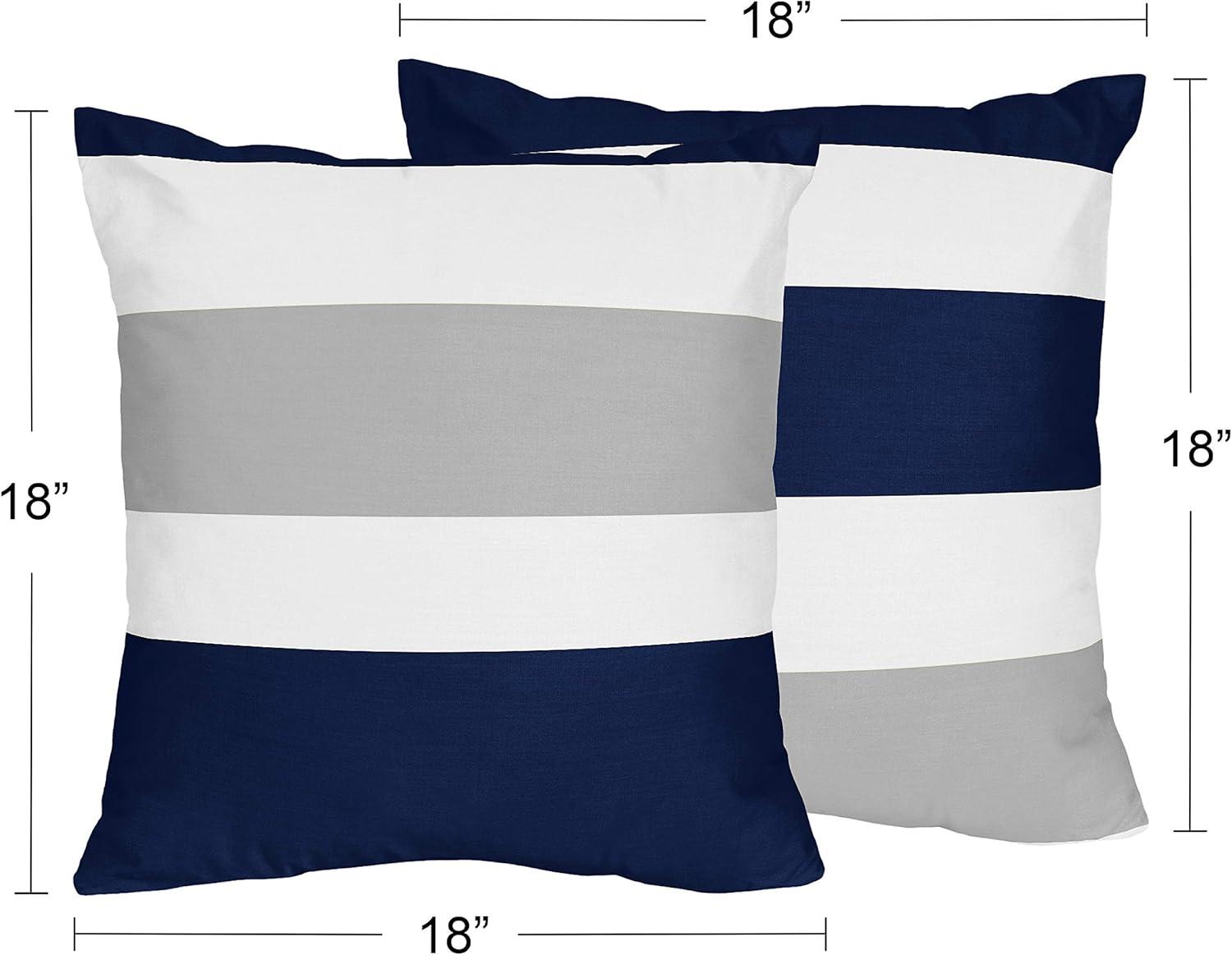 Sweet Jojo Designs Decorative Throw Pillows 18in. Stripe Navy and Gray 2pc