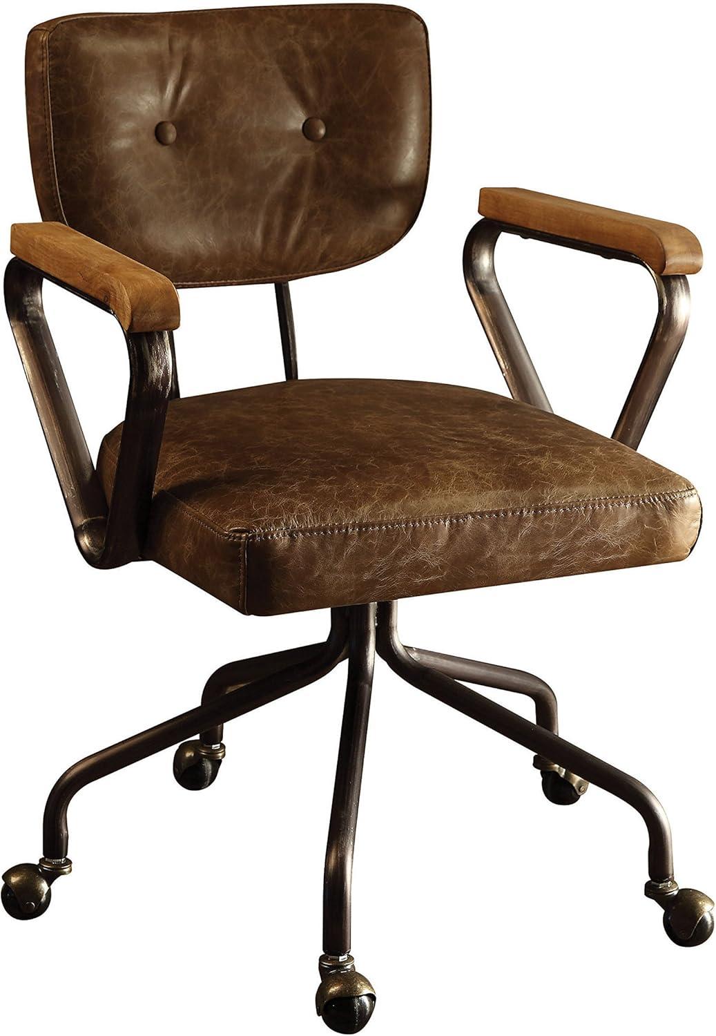 Vintage Whiskey Top Grain Leather Swivel Office Chair