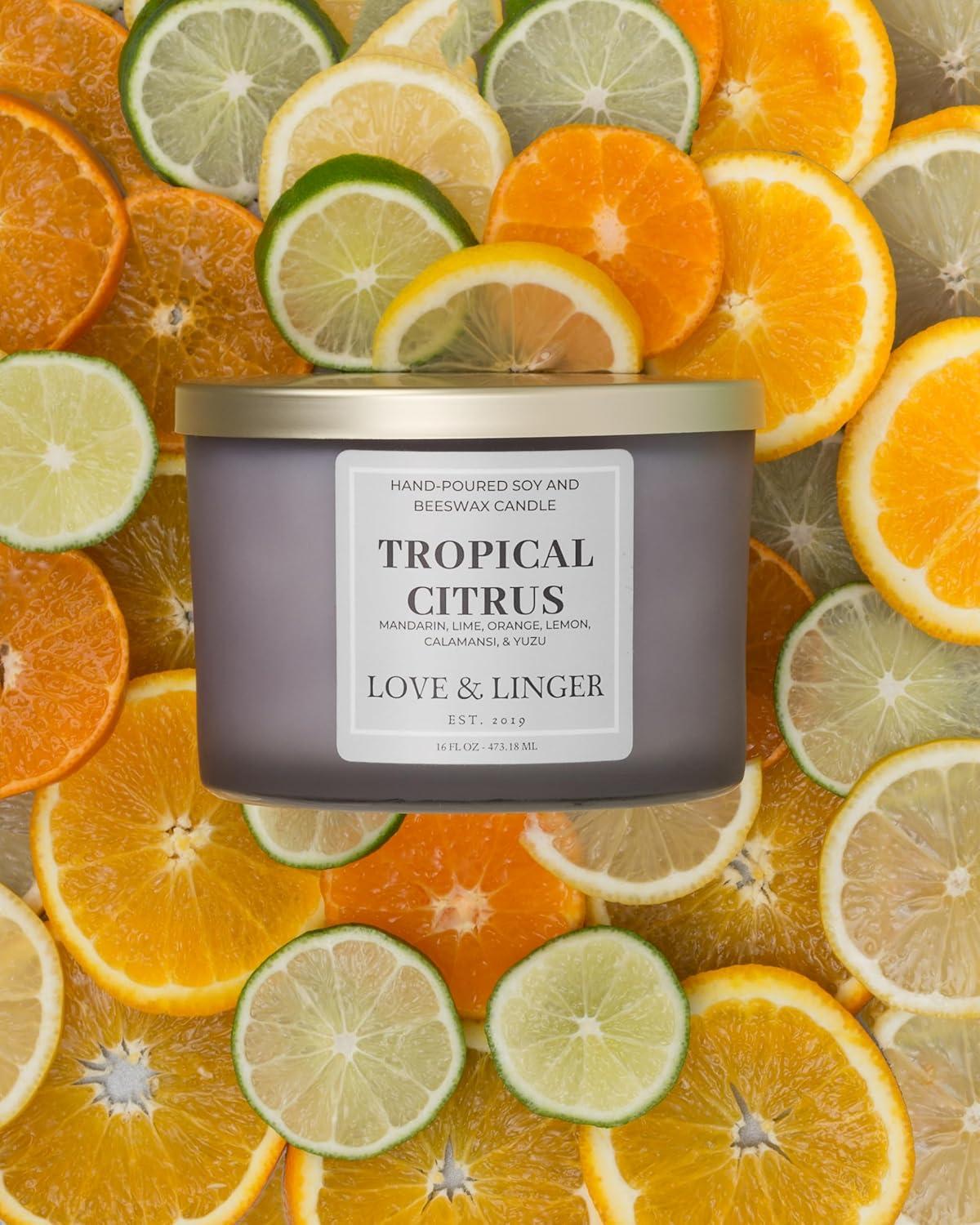 Tropical Citrus Frosted Grey Soy and Beeswax Candle