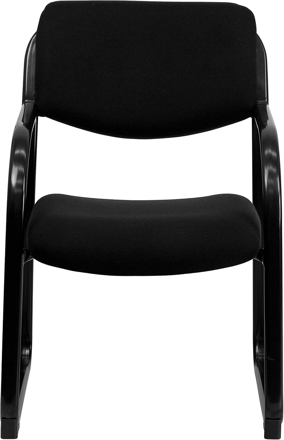 Elegant Black Fabric Executive Reception Chair with Sled Base