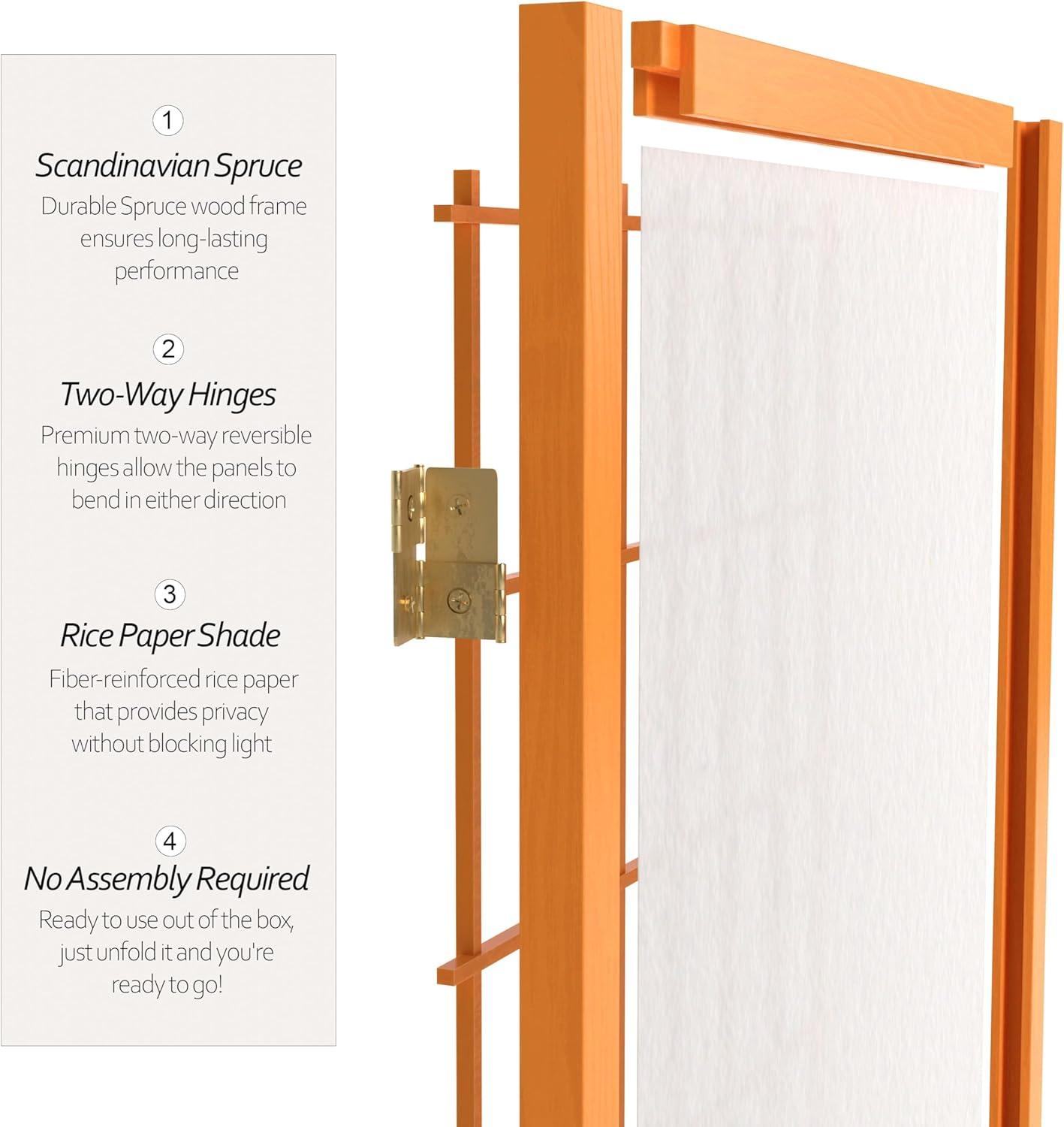 Honey 4-Panel Shoji Folding Room Divider