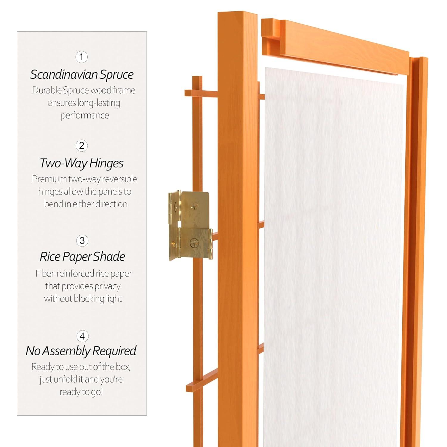 Red Lantern 4 ft. Short Window Pane Shoji Screen - Honey - 4 Panels