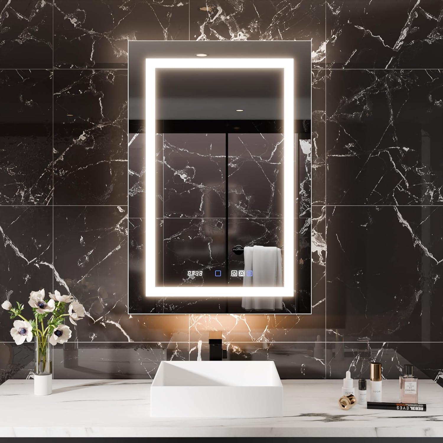 MEDUNJESS 72''x36'' Surface or Recessed Mount LED Medicine Cabinet with Mirror and Defogger 3 doors Medicine Cabinet
