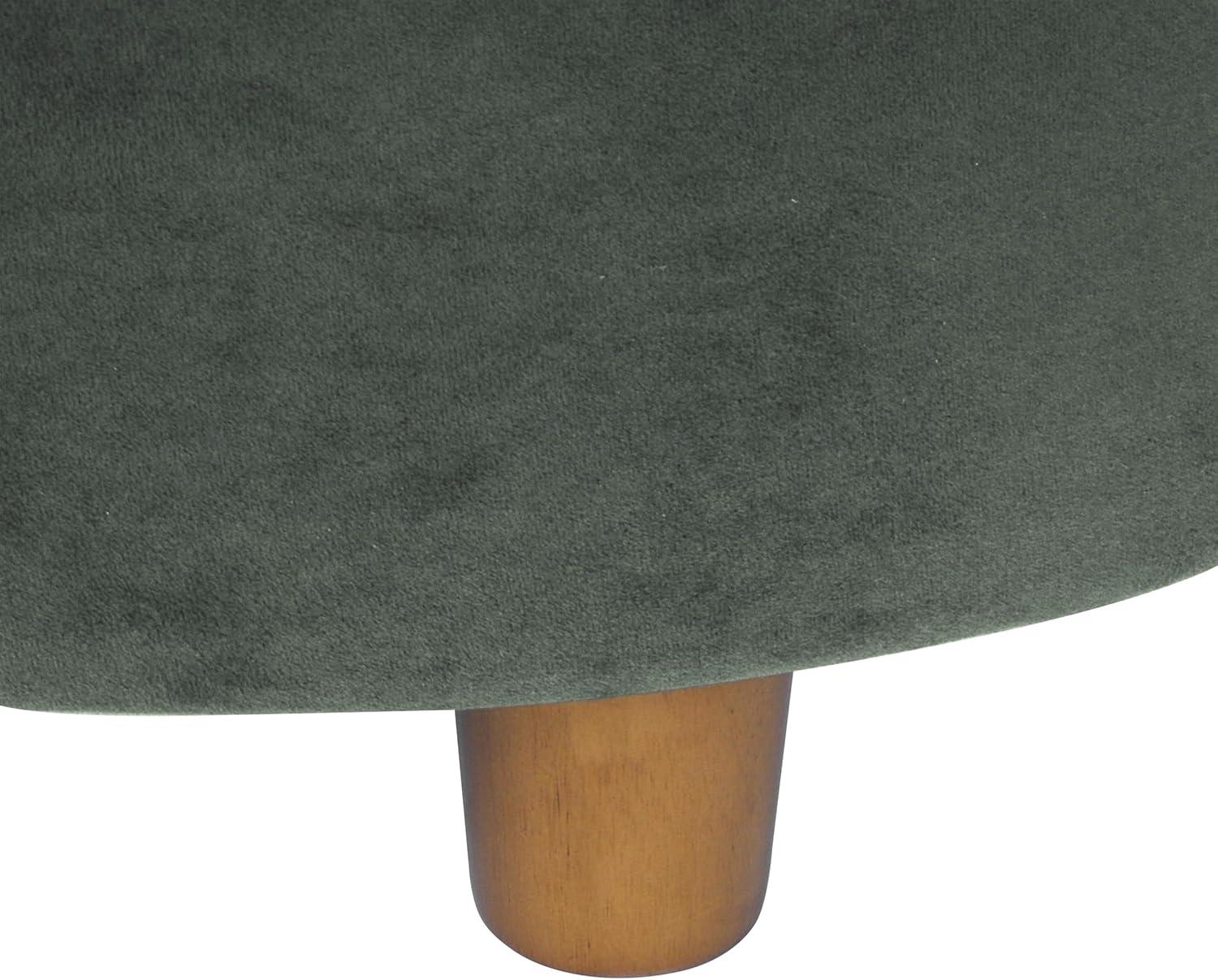 Tufted Round Storage Ottoman Loden Green Velvet - HomePop: Velvet Footstool, Honey Oak Legs, 250lb Capacity
