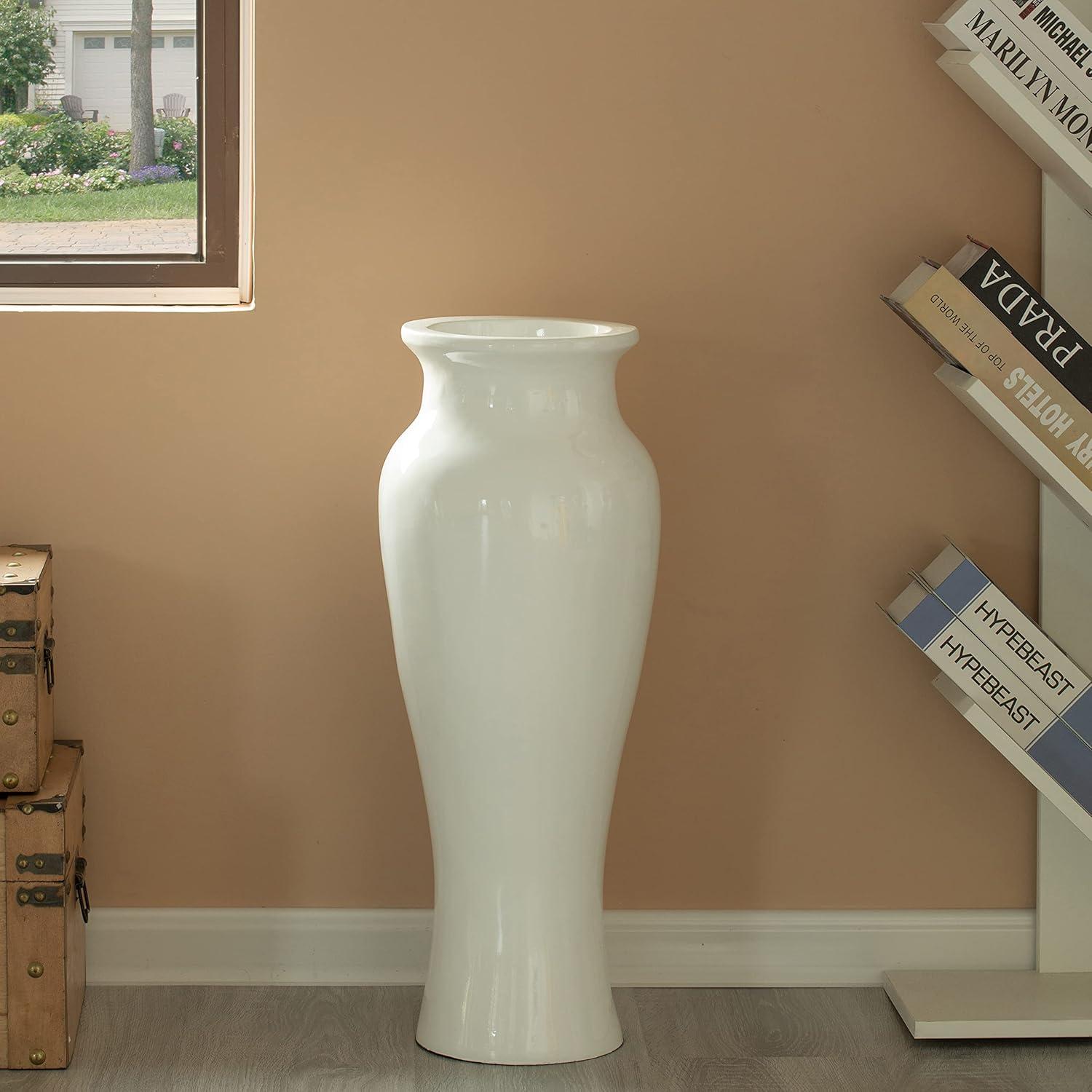 Modern floor vase, White Unique Trumpet Floor Vase, Home Interior Decoration, Modern Floor Vase, Tall Floor Vase