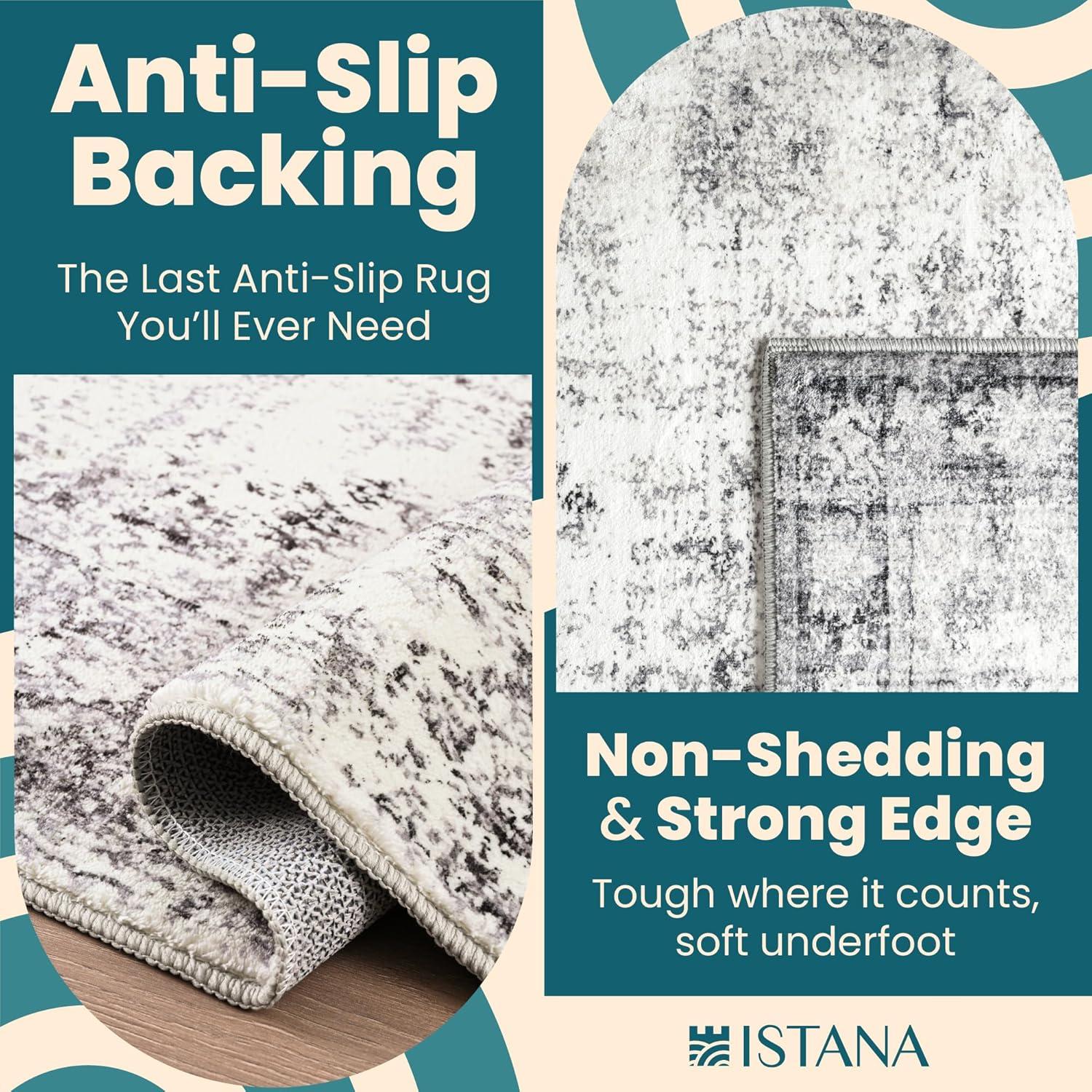 Istana Beige Area Rug 8x10, Machine Washable, Stain Resistant, Foldable, Non-Shedding, Farmhouse Rugs for Living Room, Eco-Friendly