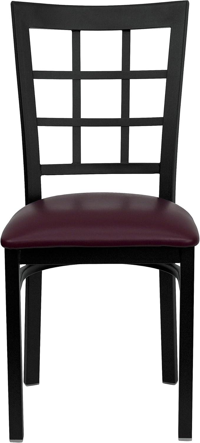 Hercules Series Black Window Back Chair with Burgundy Vinyl Seat