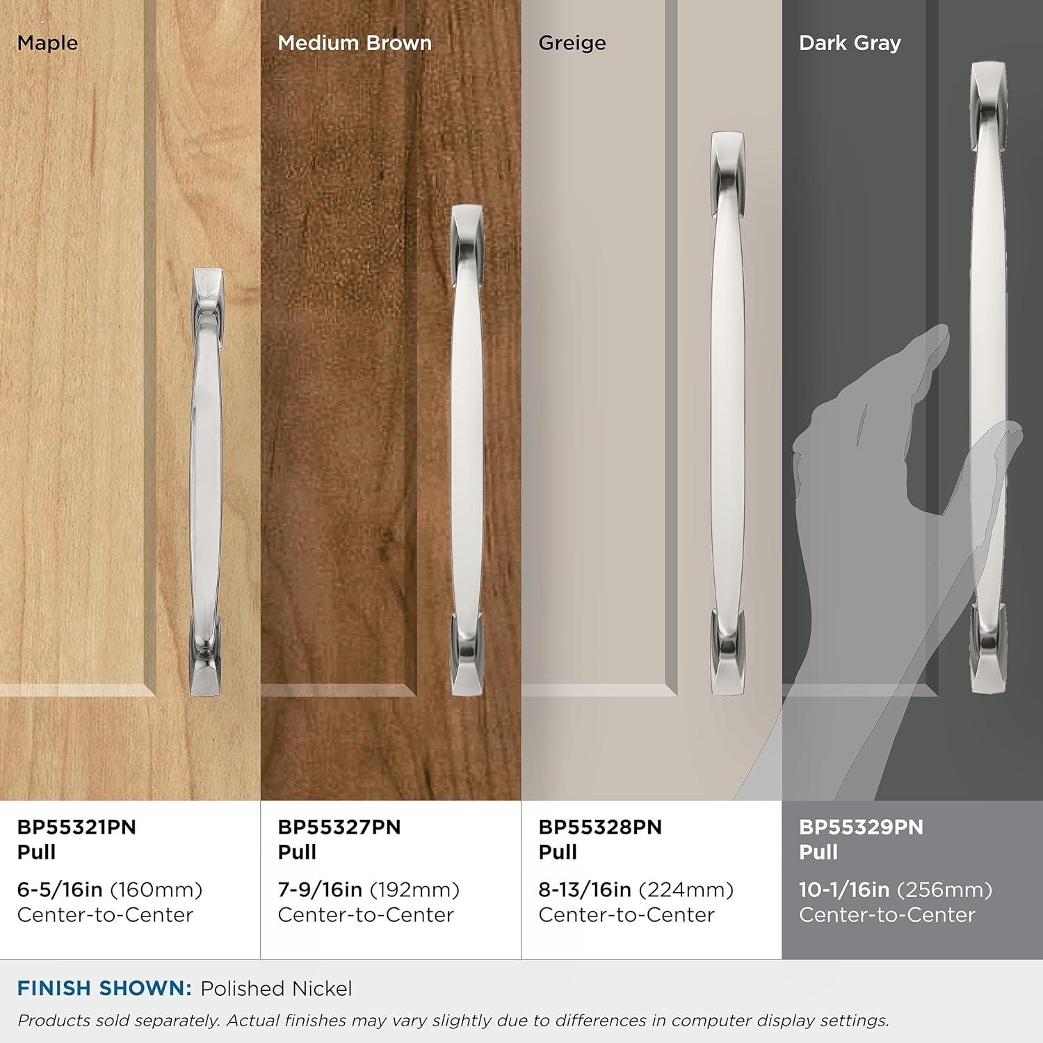 Amerock Highland Ridge 10-1/16 inch (256mm) Center-to-Center Polished Nickel Cabinet Pull