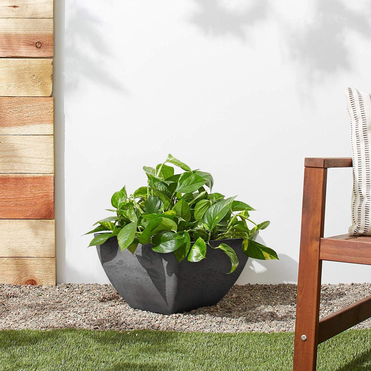 Arcadia 12" Dark Charcoal Recycled Plastic Square Planter