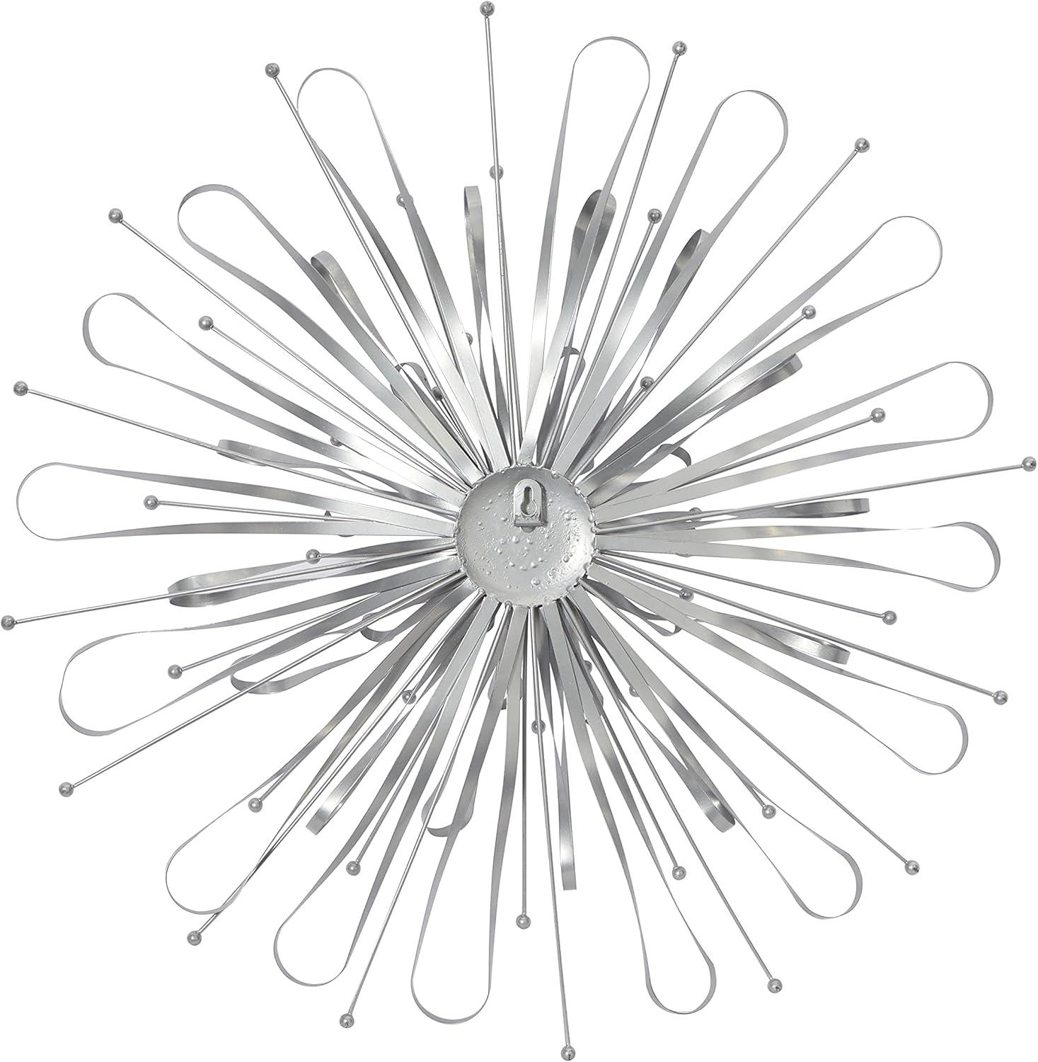 DecMode Silver Metal Starburst Wall Decor with Orb Detailing (3 Count)