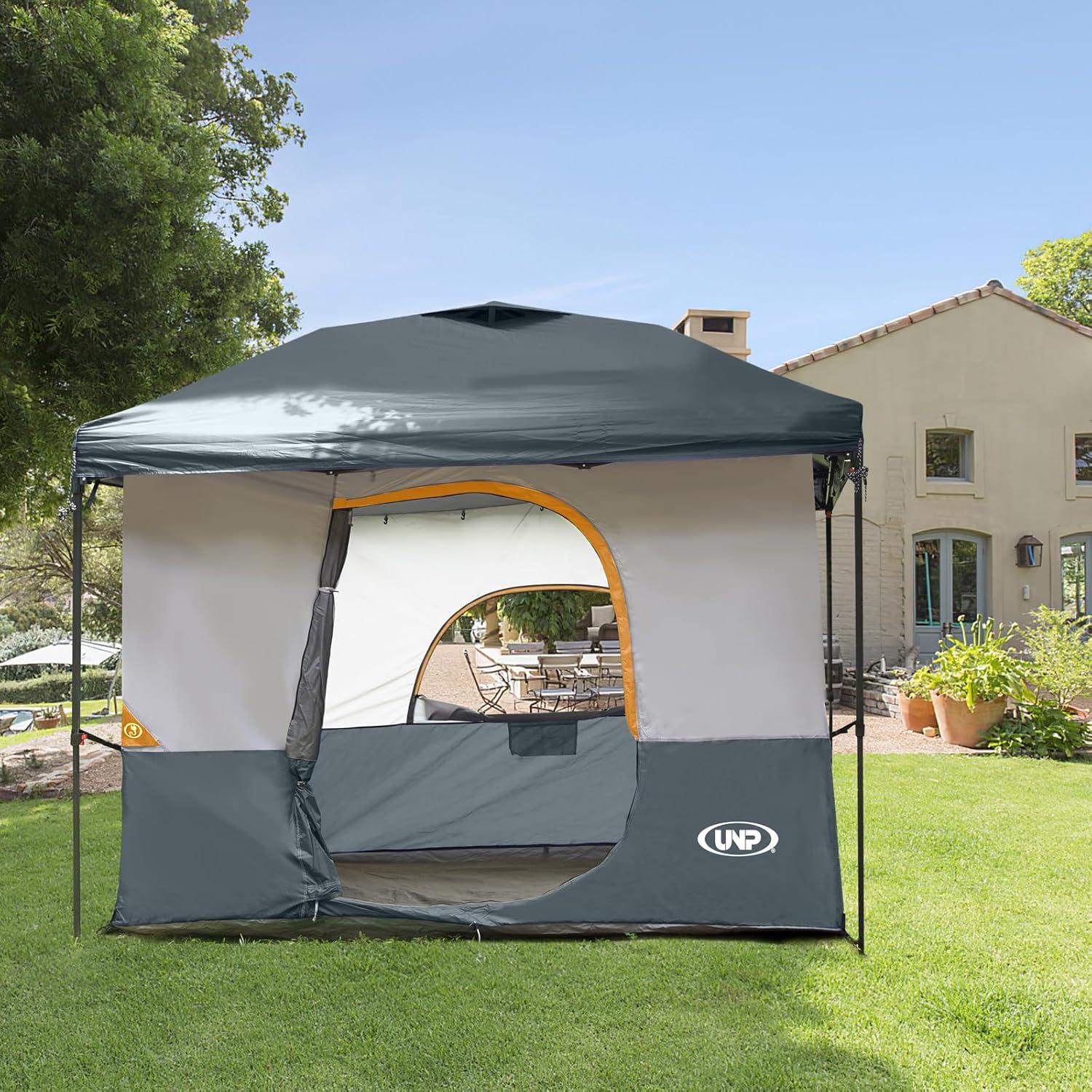 Gray and Orange 10' x 10' Pop Up Camping Canopy Tent