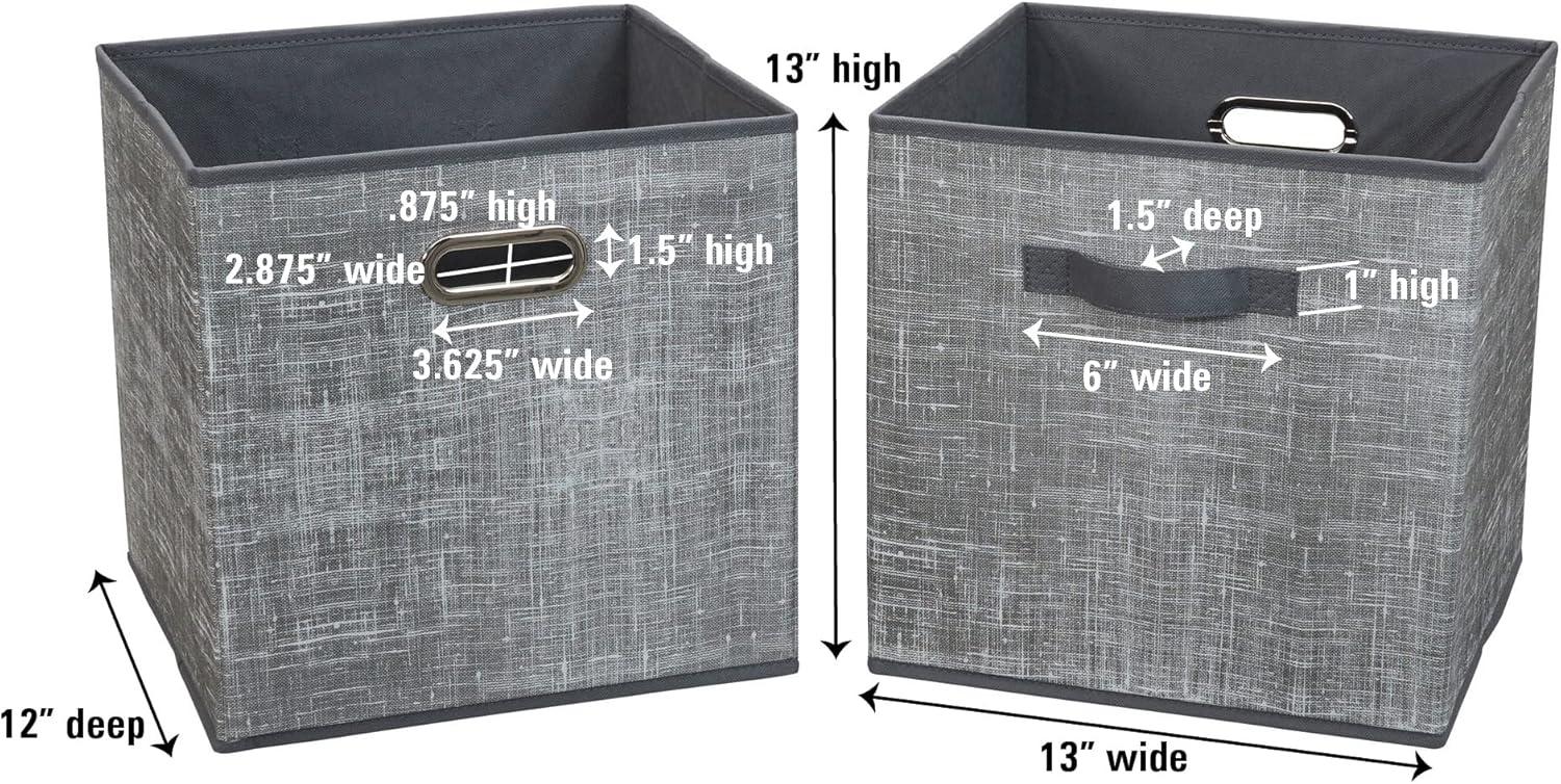 Gray Collapsible Fabric Storage Cube Set with Dual Handles