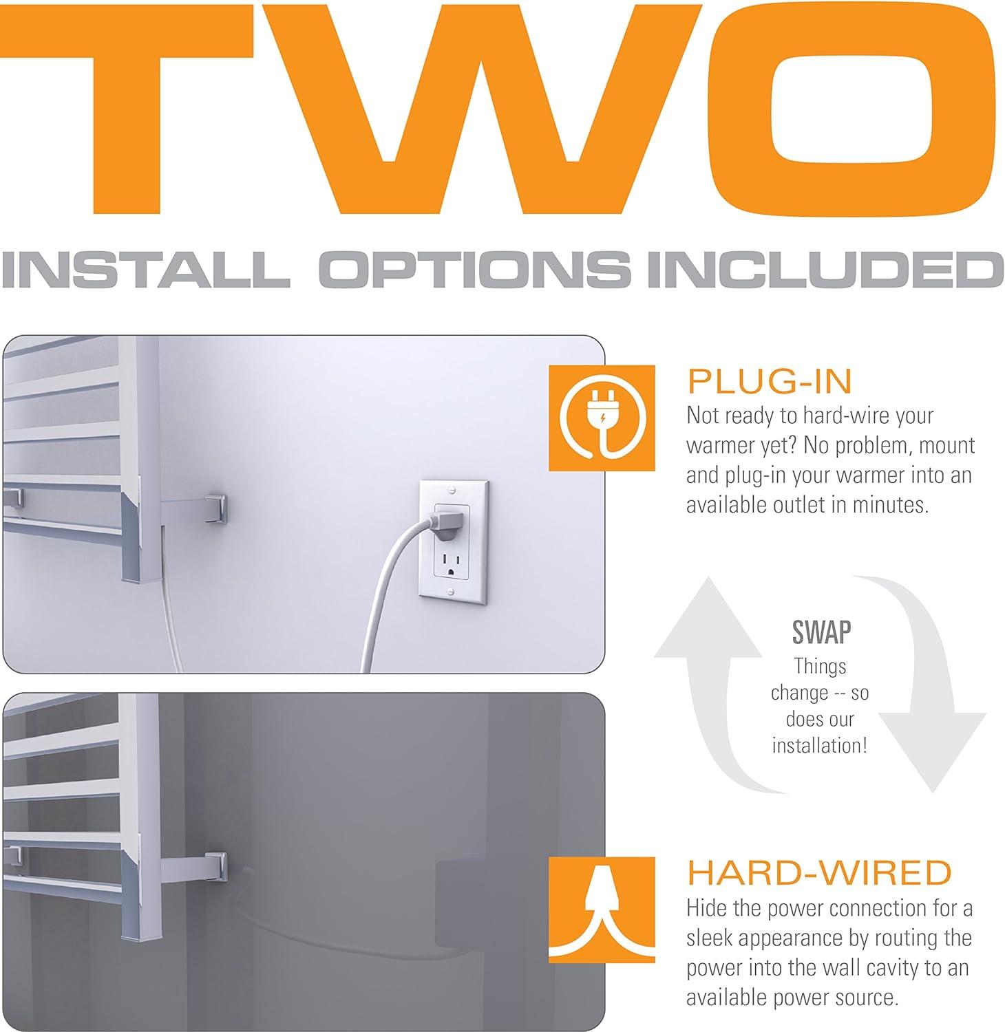 Brushed Stainless Steel Wall Mounted Electric Towel Warmer with Timer