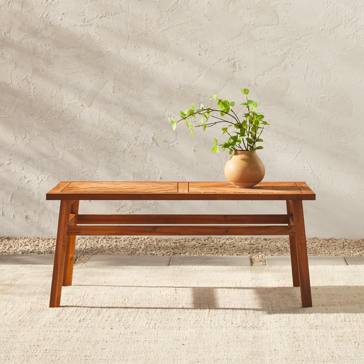 Outdoor Patio Wood Coffee Table in Brown