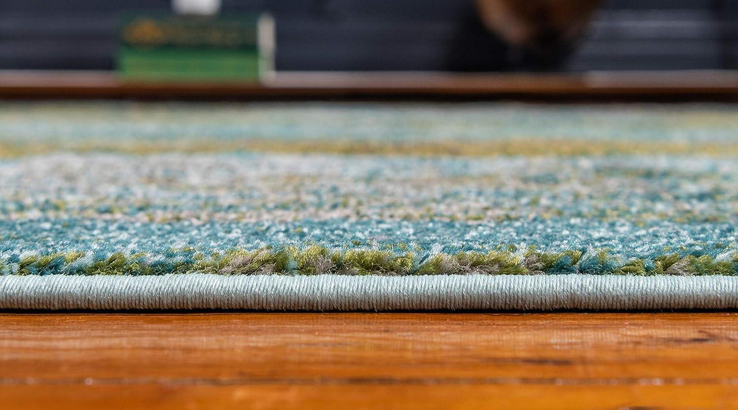Unique Loom Jardin Collection Area Rug - Lilly (7' 1" x 10' Rectangle Turquoise/Gray)