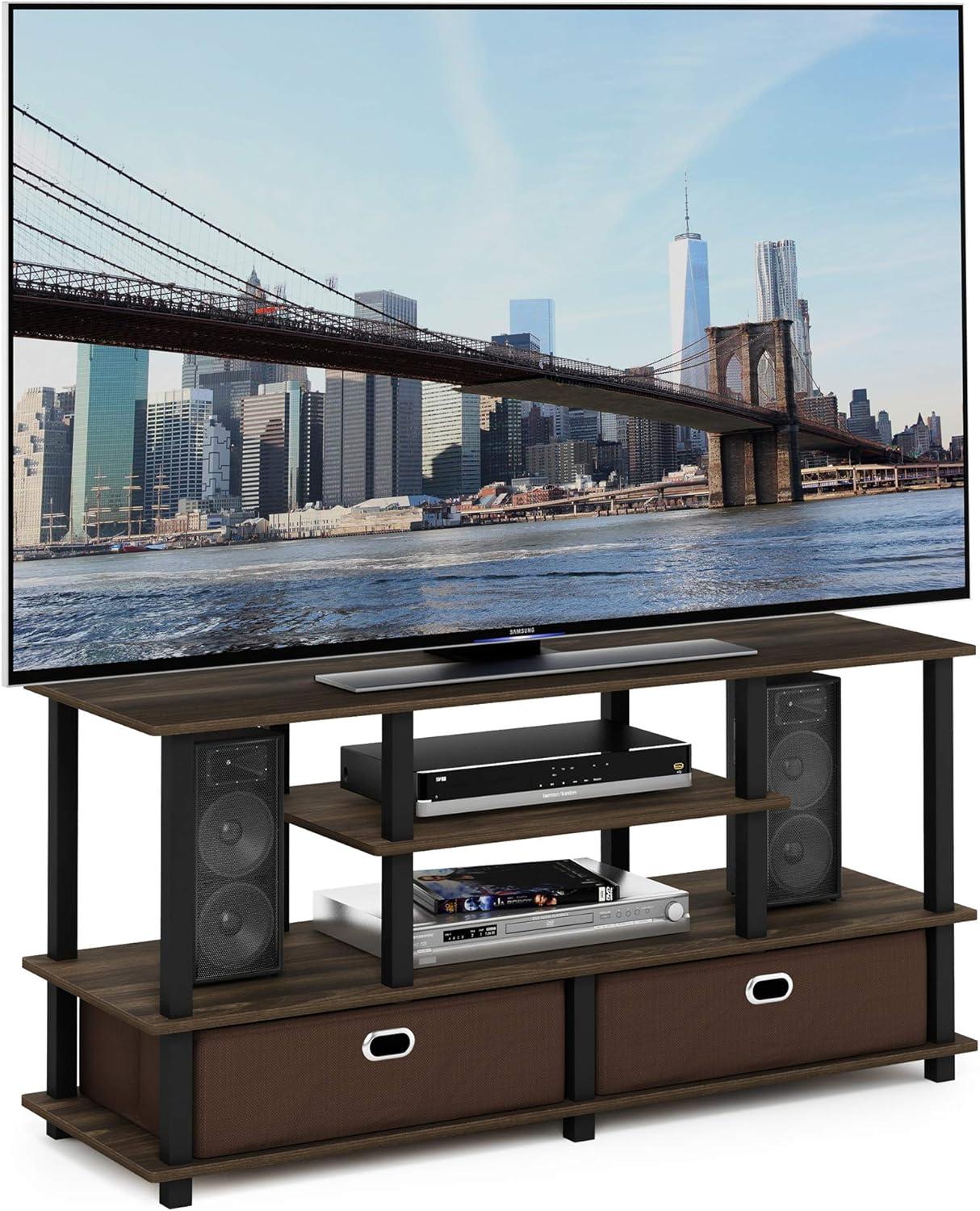 Furinno JAYA Large Stand for up to 50-Inch TV, Columbia Walnut/Black/Dark Brown