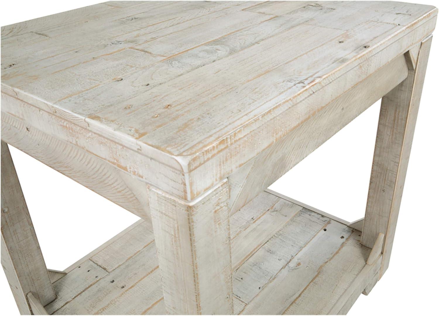 White Triangular Pine Wood Rectangular End Table