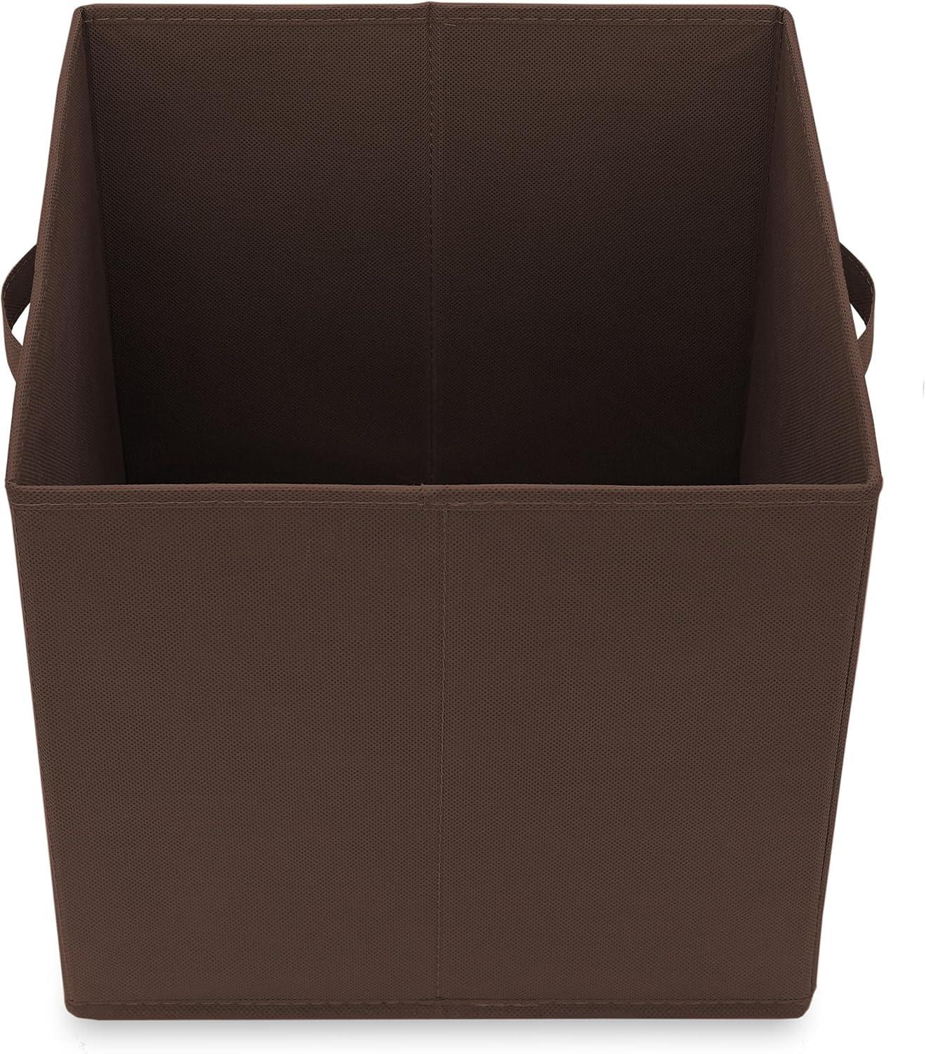 Casafield Set of 6 Collapsible Fabric Storage Cube Bins, Brown - 13" Foldable Cloth Baskets for Shelves and Cubby Organizers