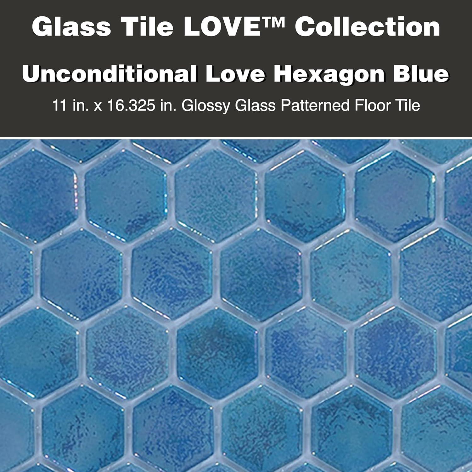 Glass Tile Love White Hot Love 11 in. X 16.325 in. Hexagonal Glass Mosaic Tile (10.76 sq. ft./case), Ideal for Kitchen Tile, Backsplash Tile, Bathroom Tile, and Pool Tile