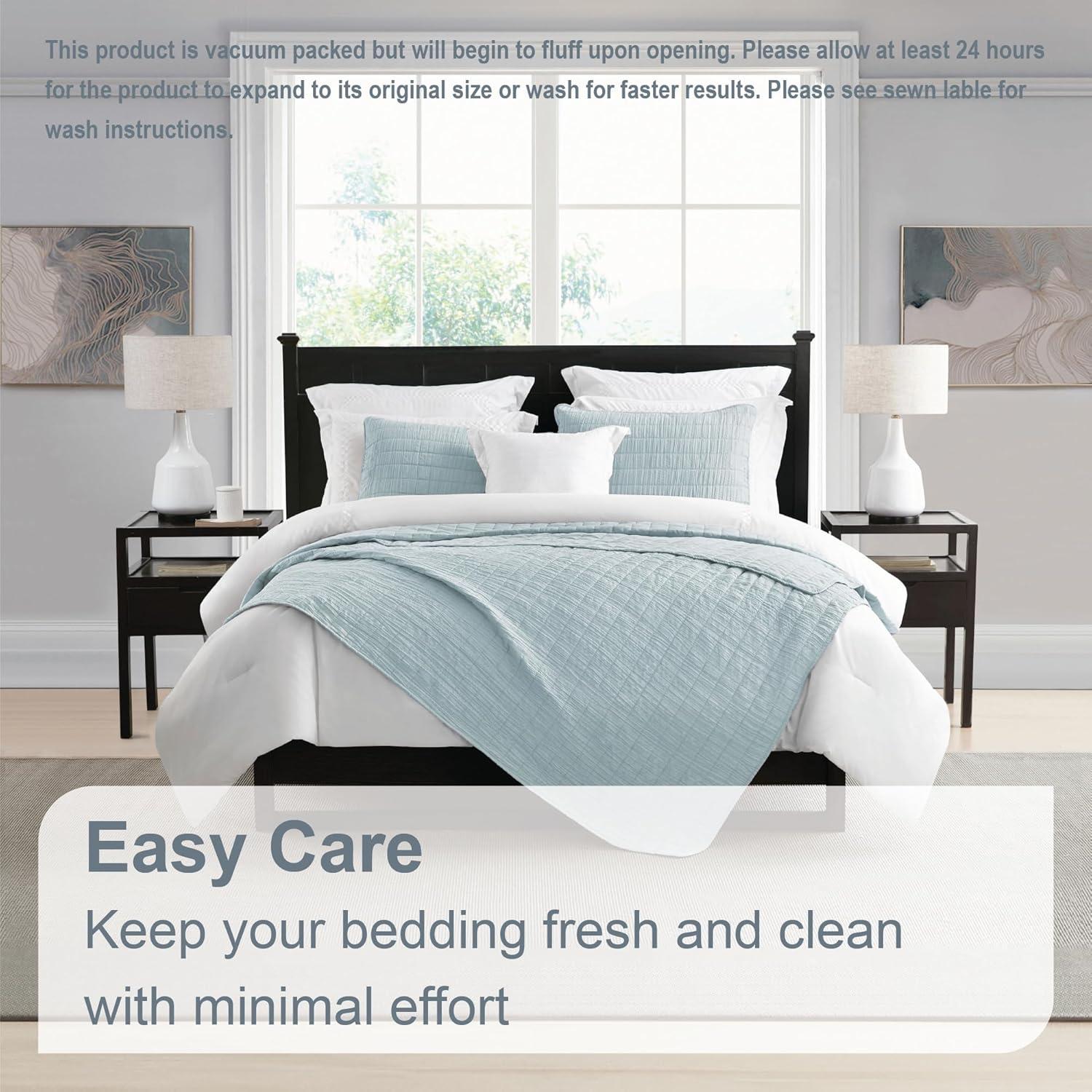 Swift Home Ultra Soft Crinkle Washed Microfiber 3-Piece Quilt Set