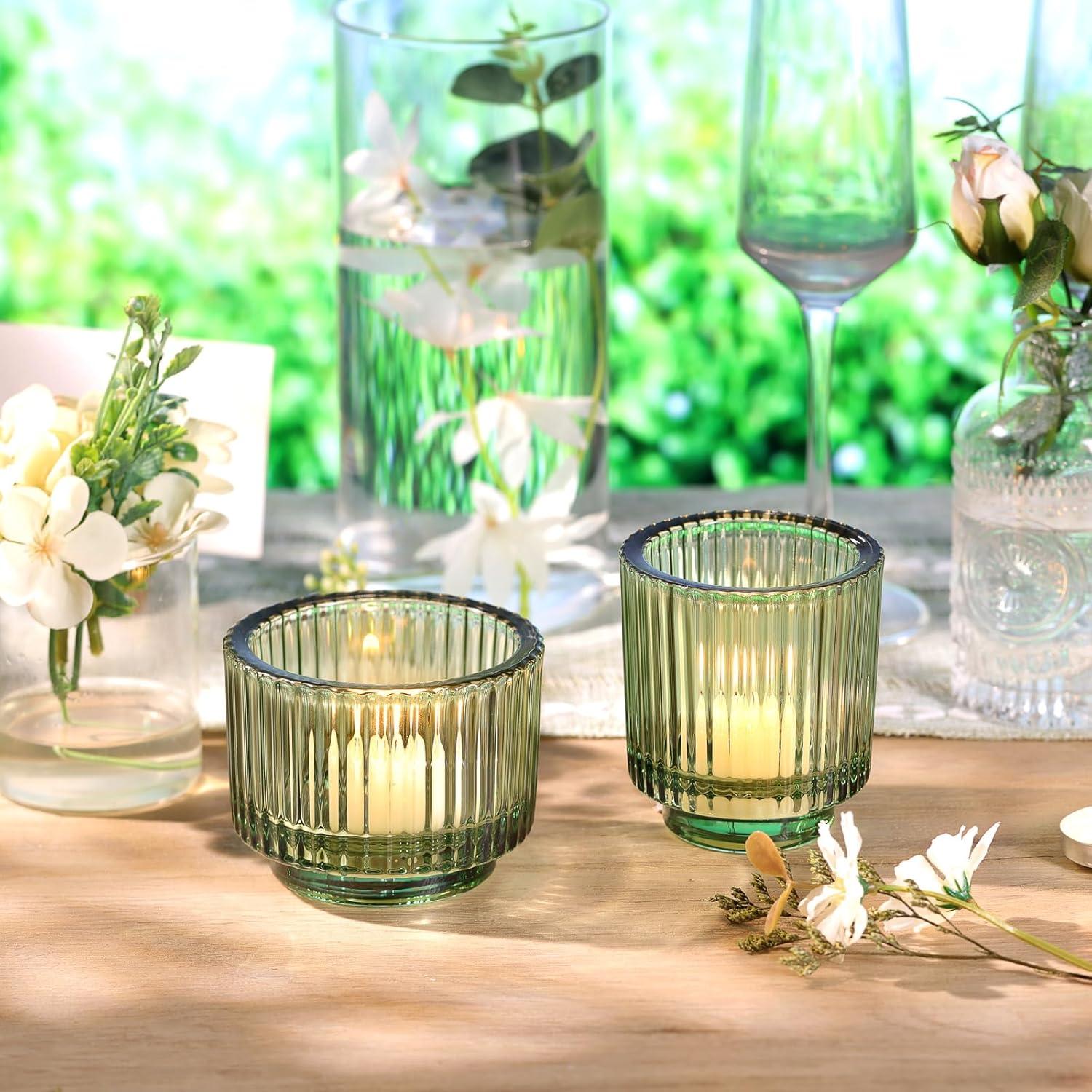 Ribbed Glass Votive Candle Holder (Set of 6)